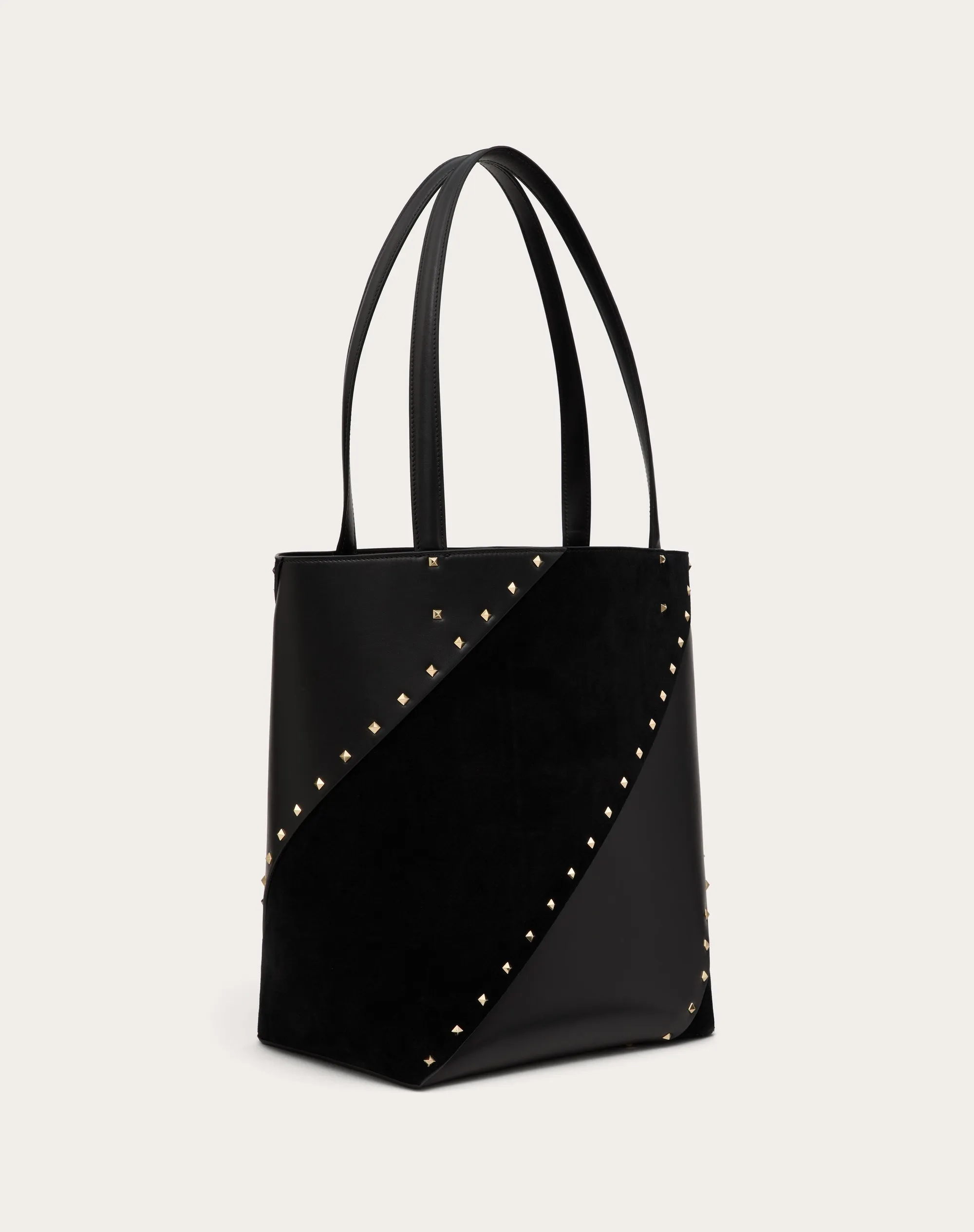 BORSA SHOPPING VALENTINO GARAVANI VALENTINO GARAVANI ROCKSTUD WISPY IN VITELLO E CAMOSCIO