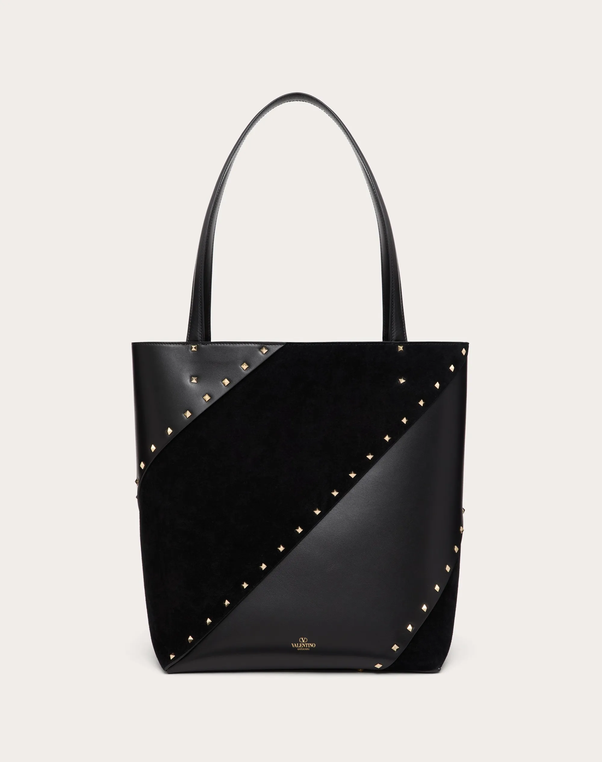BORSA SHOPPING VALENTINO GARAVANI VALENTINO GARAVANI ROCKSTUD WISPY IN VITELLO E CAMOSCIO