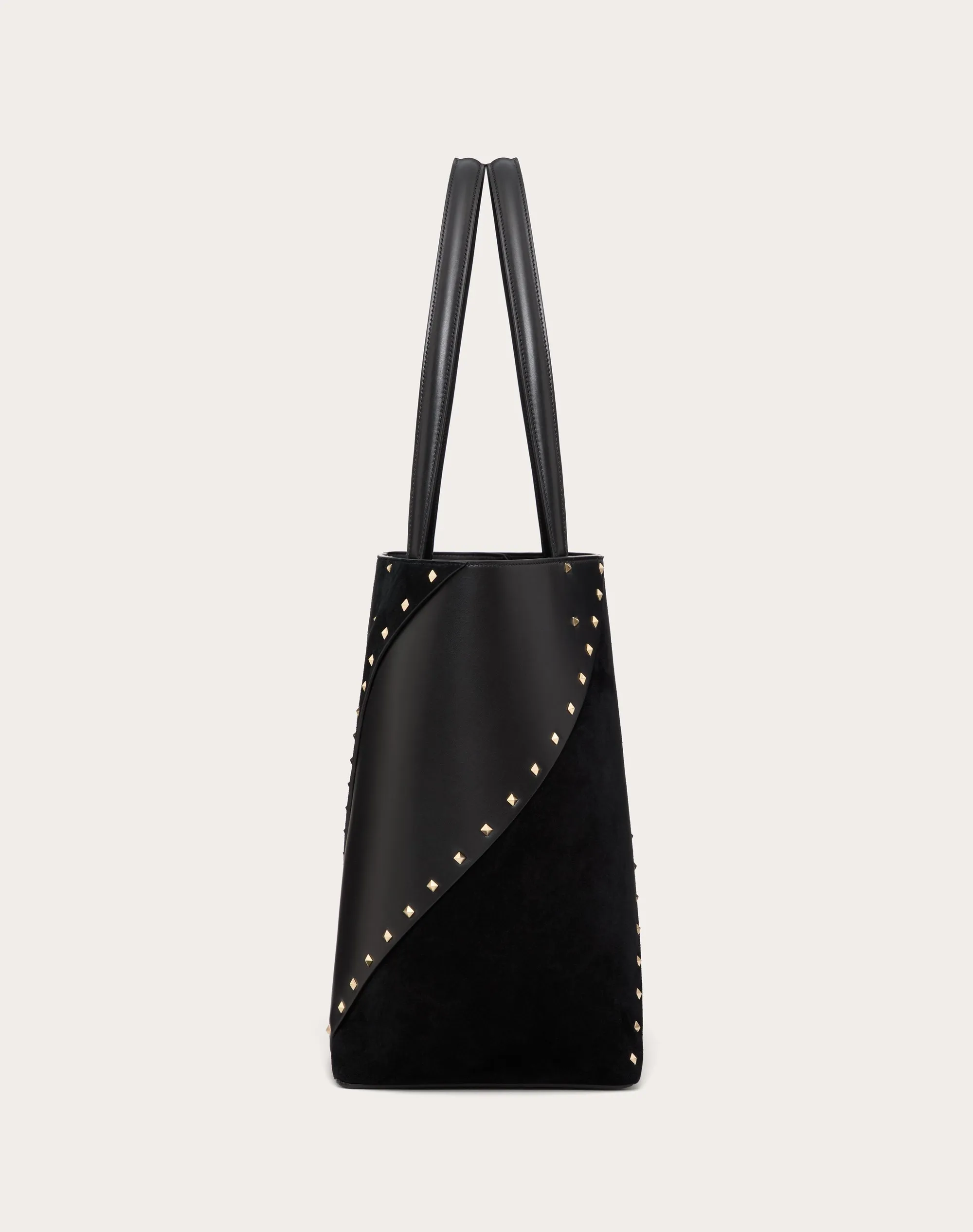 BORSA SHOPPING VALENTINO GARAVANI VALENTINO GARAVANI ROCKSTUD WISPY IN VITELLO E CAMOSCIO