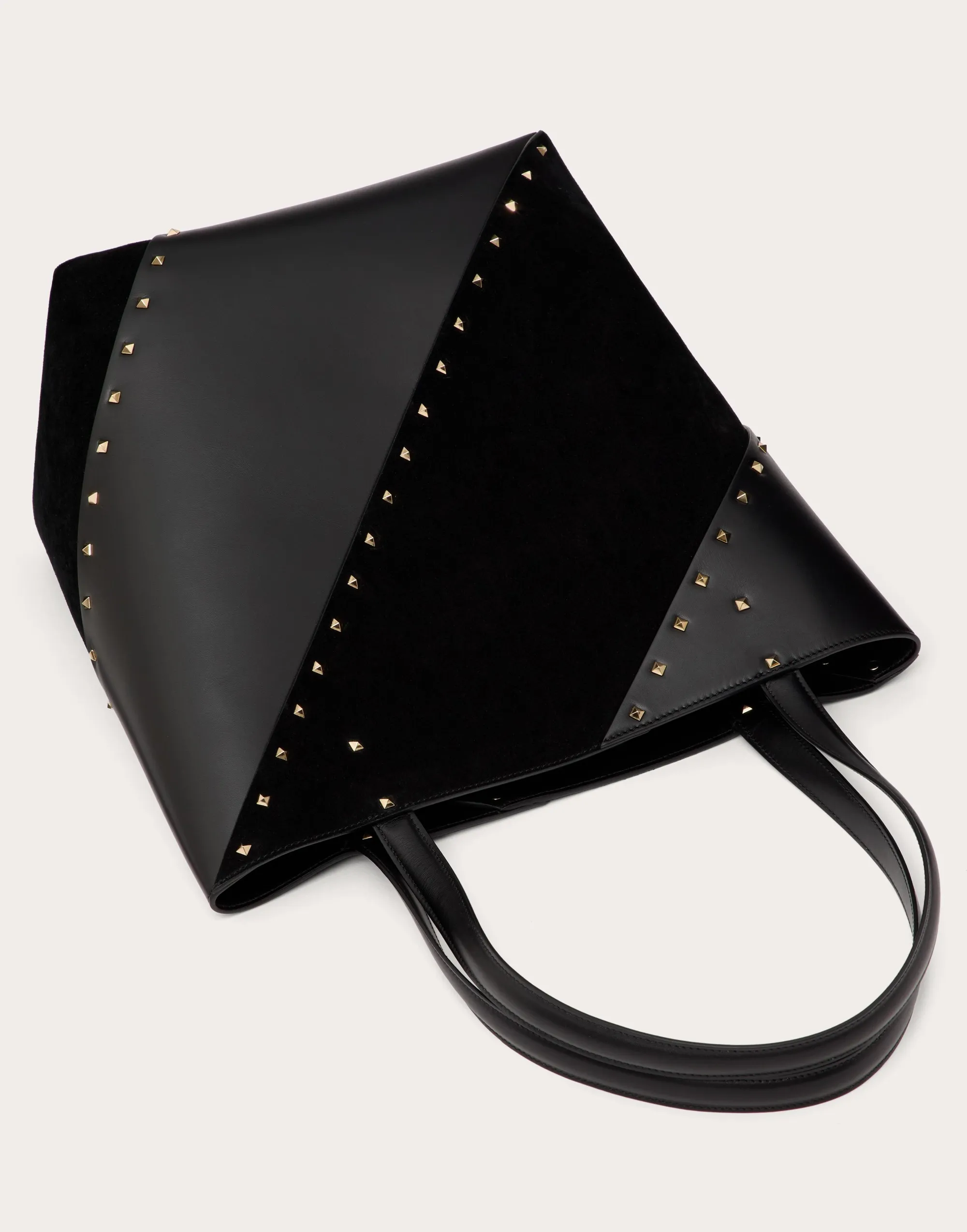 BORSA SHOPPING VALENTINO GARAVANI VALENTINO GARAVANI ROCKSTUD WISPY IN VITELLO E CAMOSCIO