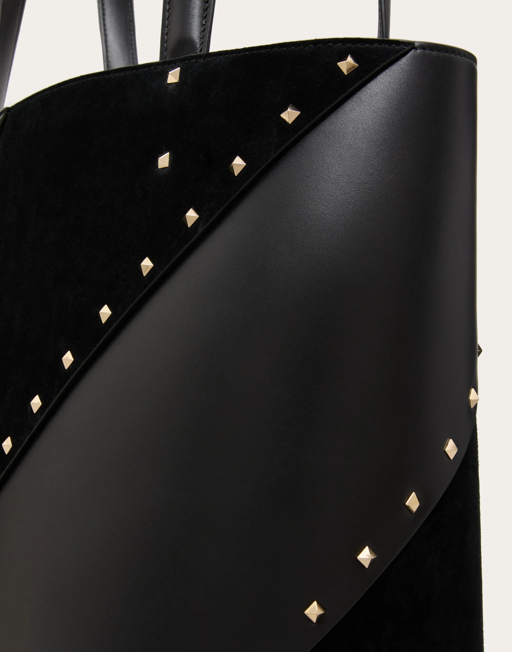 BORSA SHOPPING VALENTINO GARAVANI VALENTINO GARAVANI ROCKSTUD WISPY IN VITELLO E CAMOSCIO