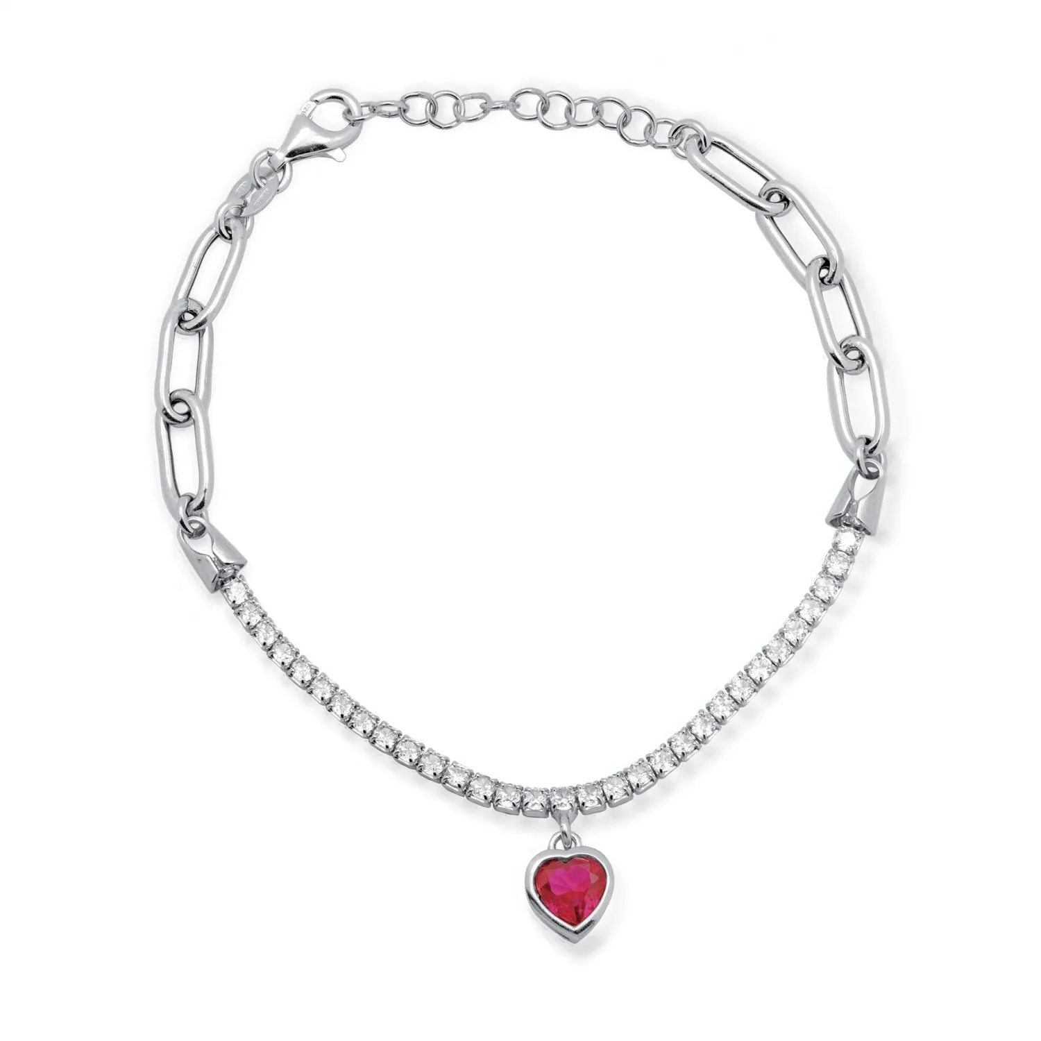Bracciale Tennis con Cuore in Argento 925