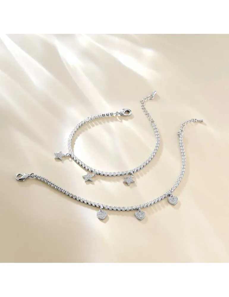 Bracciale tennis con stelle pendenti