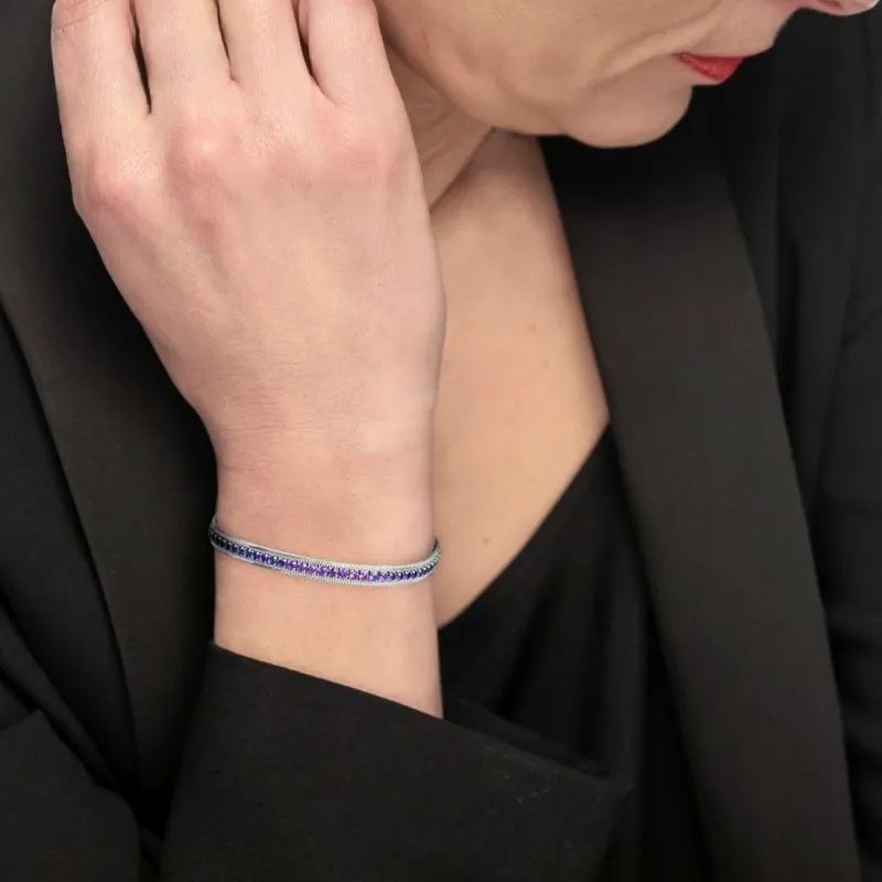Bracciale tennis zirconi baguette catena snake squadrata