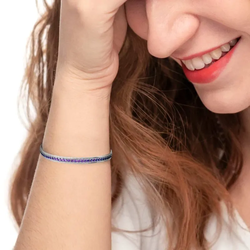 Bracciale tennis zirconi baguette catena snake squadrata