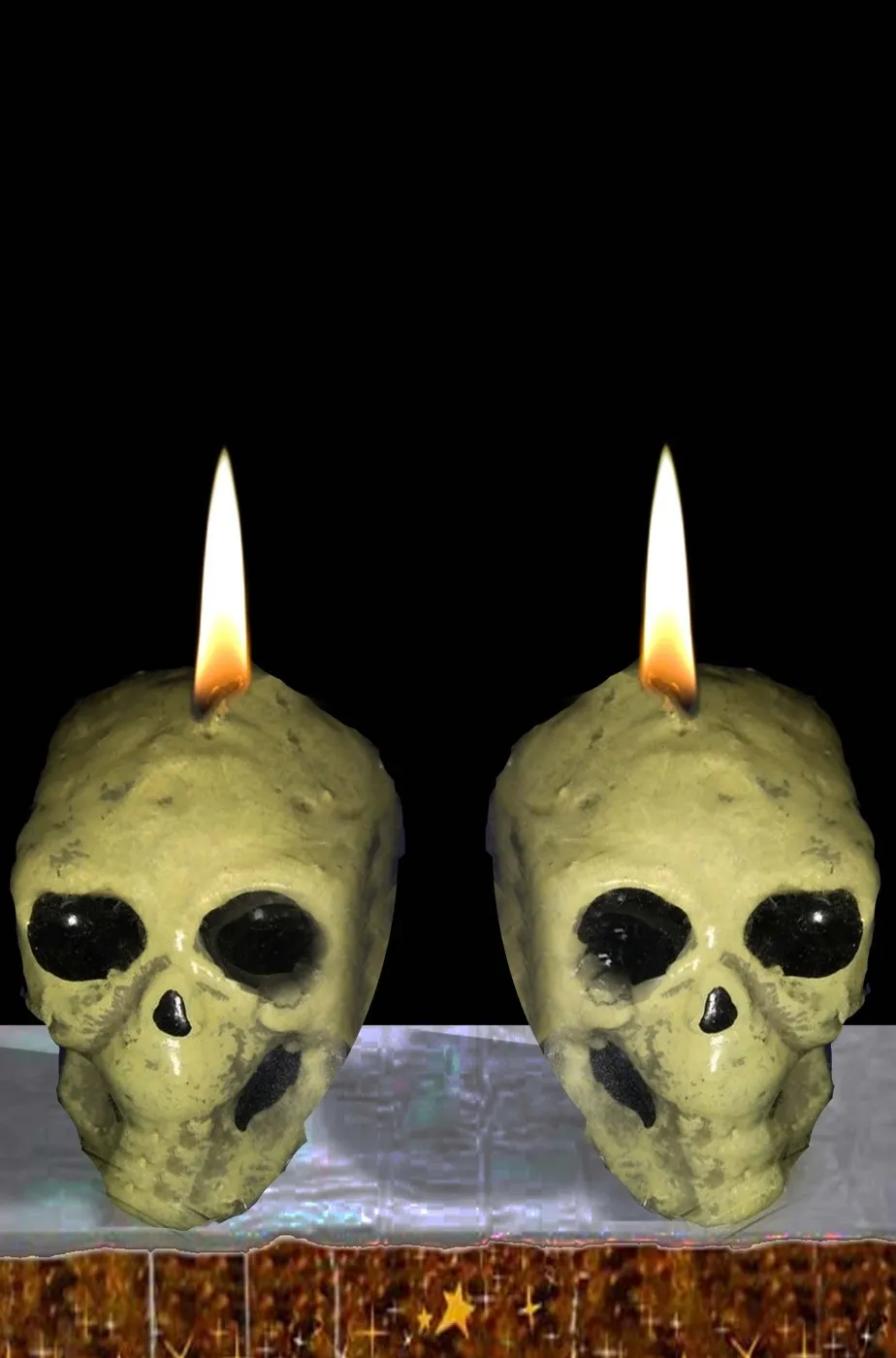 Candela halloween a teschio (coppia)circa 4 cm