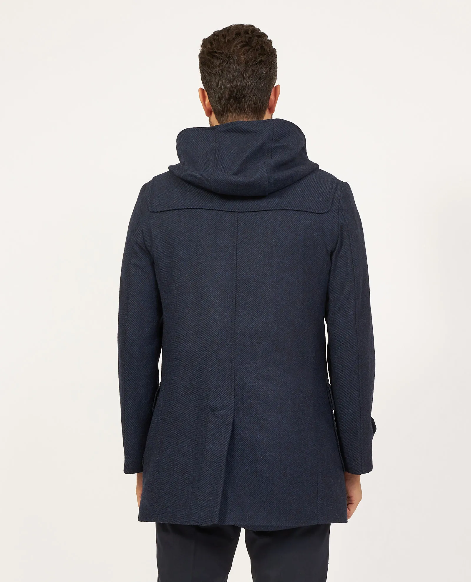 Cappotto blu SetteMezzo in misto lana con cappuccio