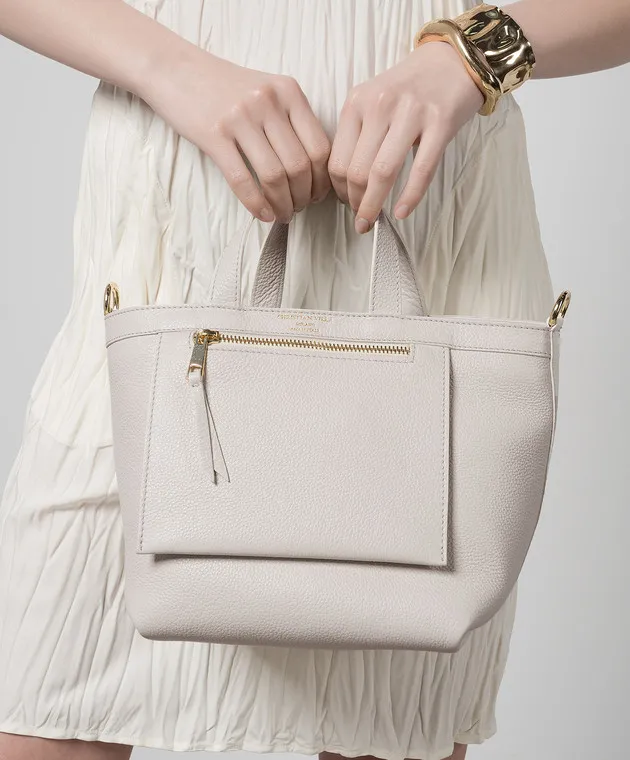 Christian Villa Borsa tote in pelle bianca con logo 5247