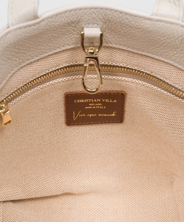 Christian Villa Borsa tote in pelle bianca con logo 5247
