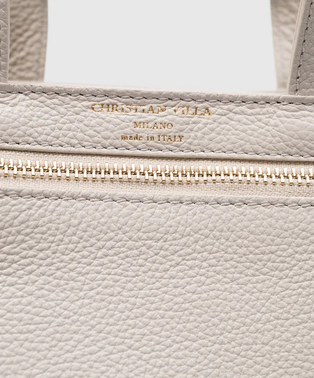 Christian Villa Borsa tote in pelle bianca con logo 5247