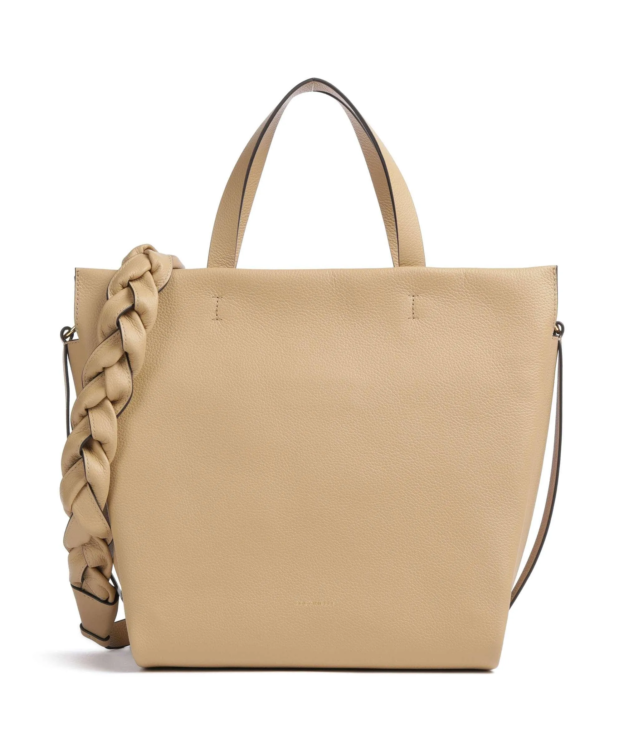  Coccinelle Boheme Grana Double Borsa a mano pelle granulata beige  