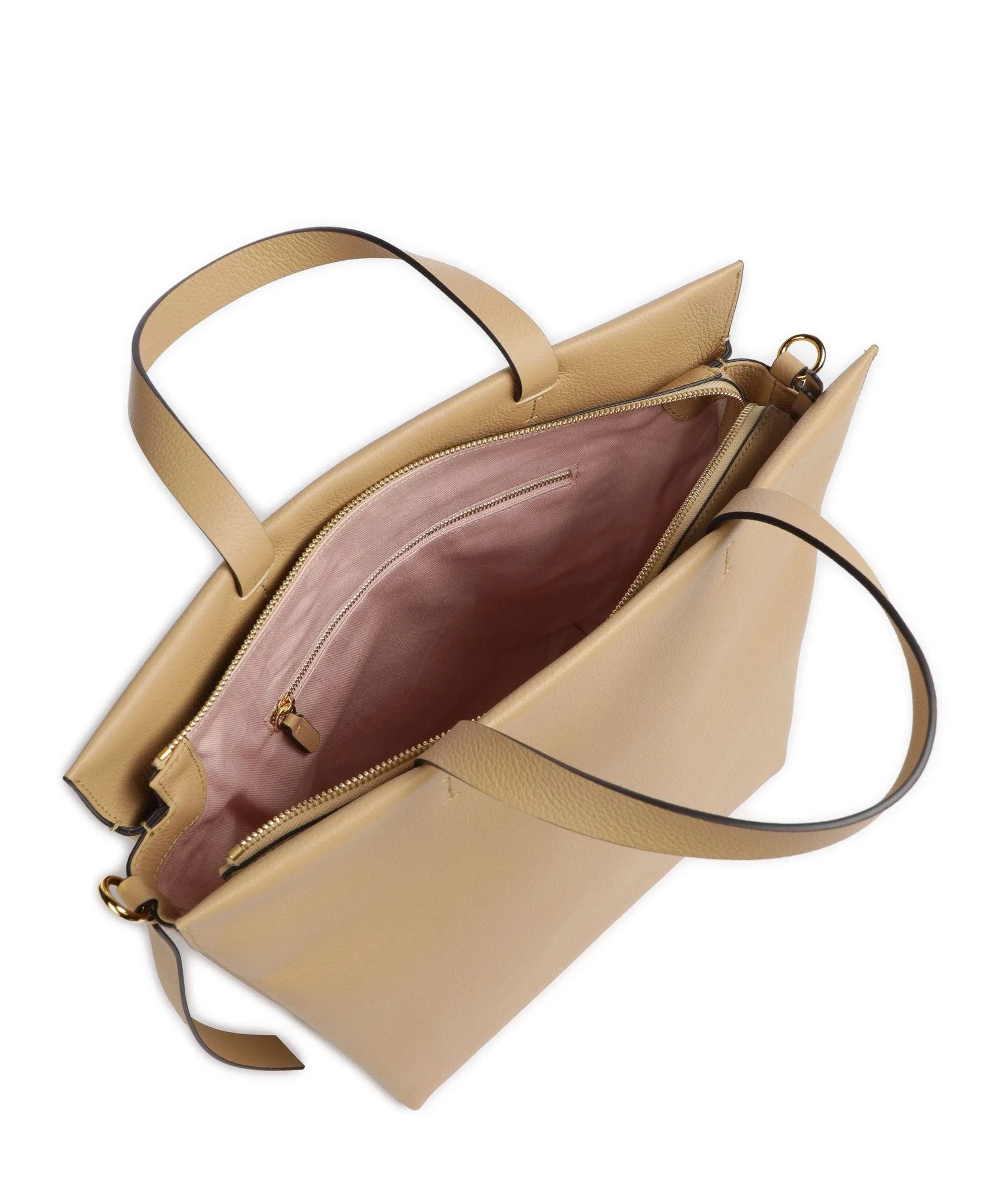  Coccinelle Boheme Grana Double Borsa a mano pelle granulata beige  