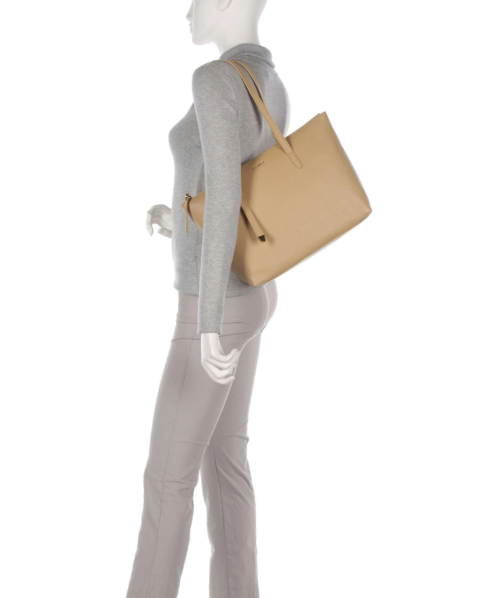  Coccinelle Gleen Borsa shopper pelle di vacchetta grana beige  