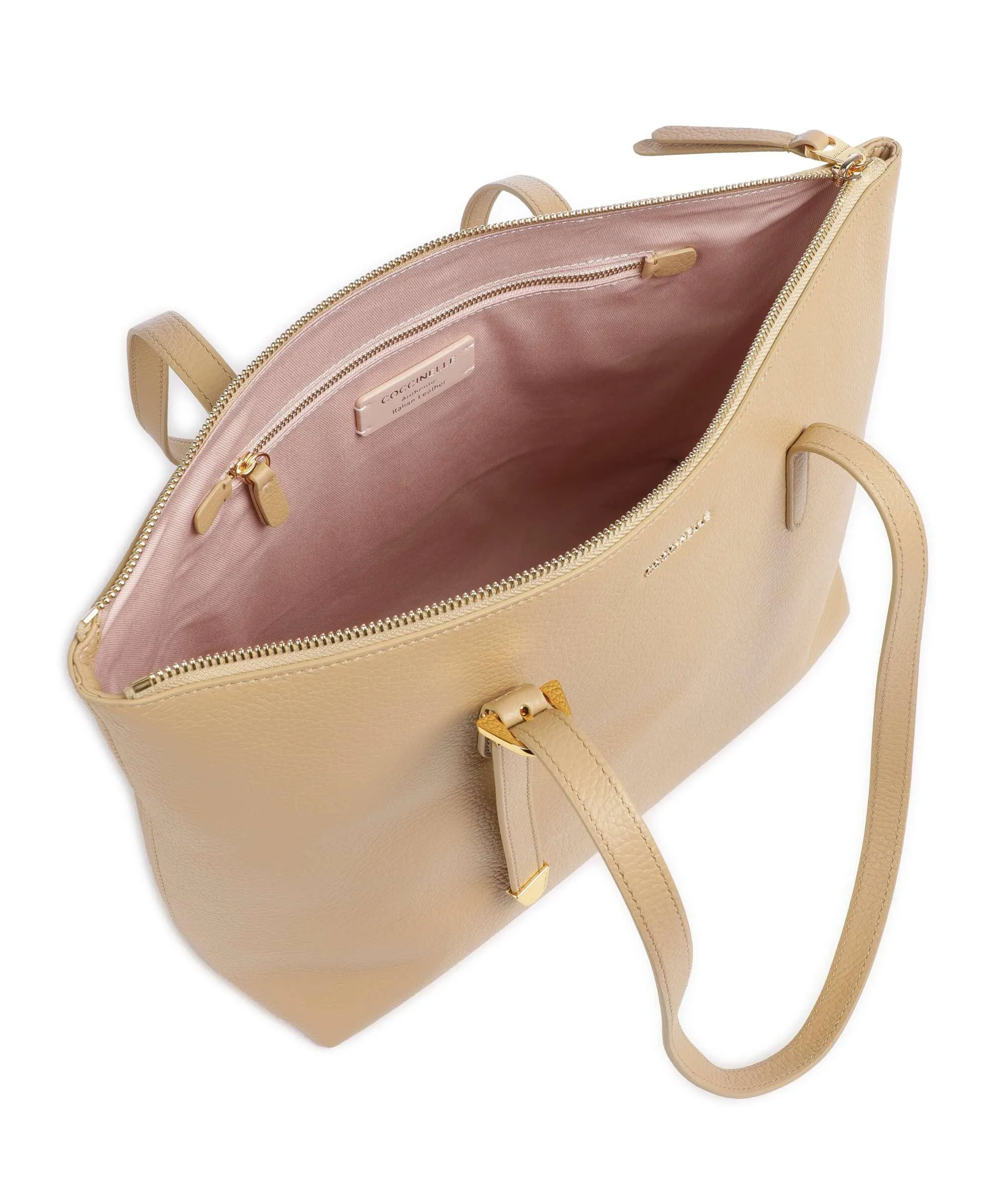  Coccinelle Gleen Borsa shopper pelle di vacchetta grana beige  