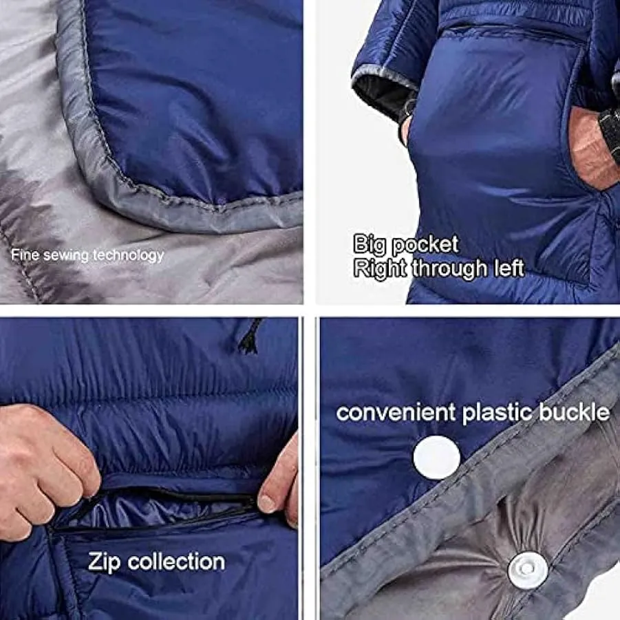 Coperta da Viaggio Portatile da Campeggio all’aperto per Adulti Sacco a Pelo indossabile per Tutto Il Corpo in climi Caldi e Fre