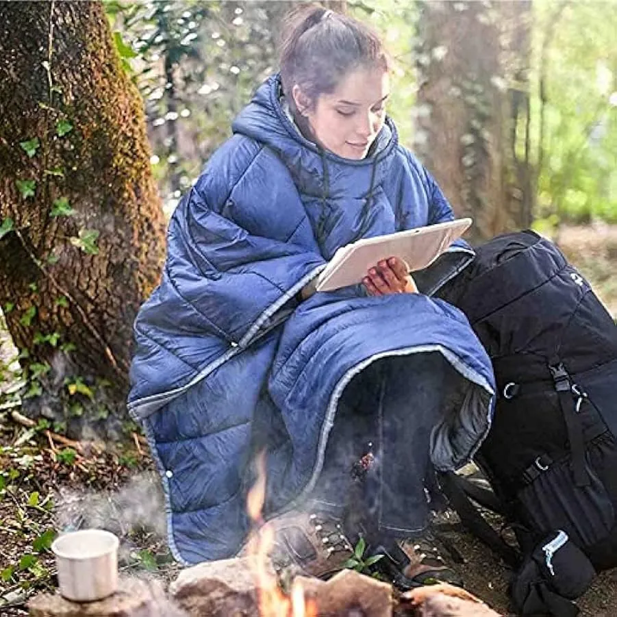 Coperta da Viaggio Portatile da Campeggio all’aperto per Adulti Sacco a Pelo indossabile per Tutto Il Corpo in climi Caldi e Fre