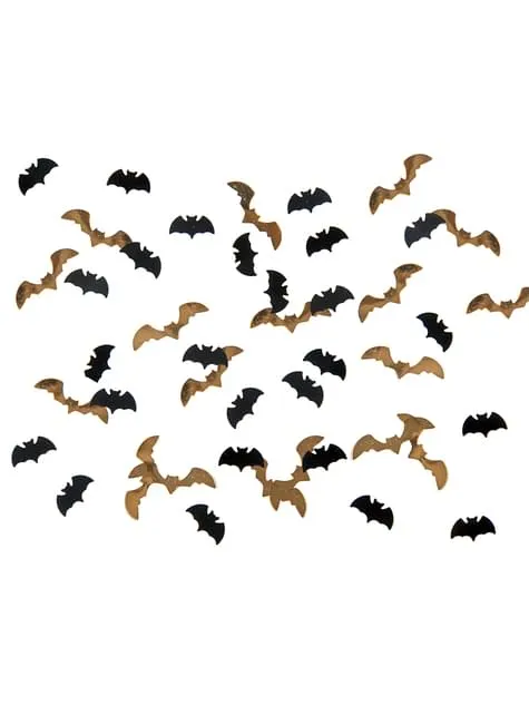Coriandoli a forma di pipistrello nero e dorato per tavolo - Halloween