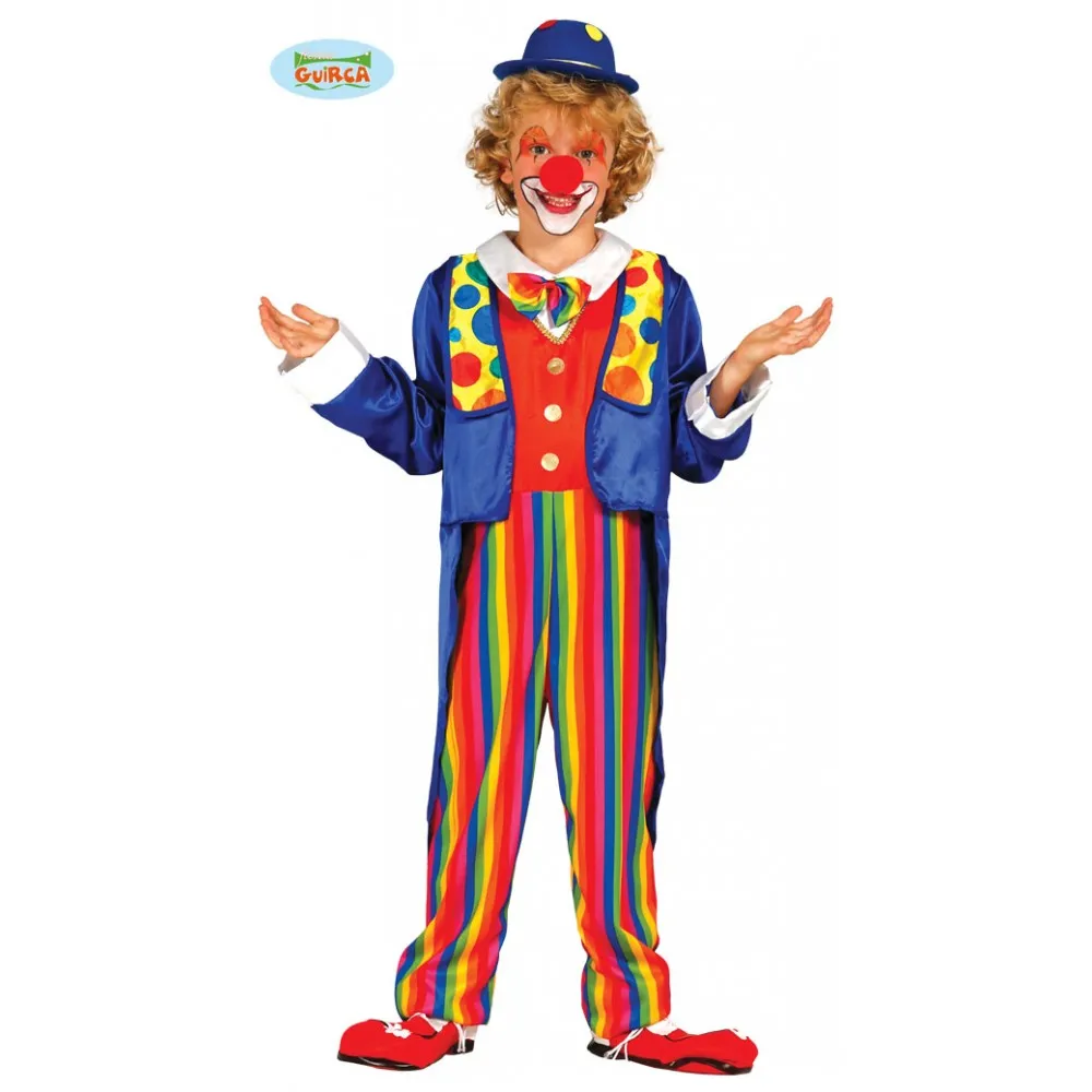 Costume Bimbo 7/9  Anni Clown Pagliaccio Circo Carnevale Travestimento Halloween Pois