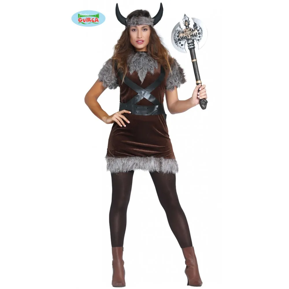 Costume Primitiva Donna Cavernicola Vichinga Carnevale Halloween