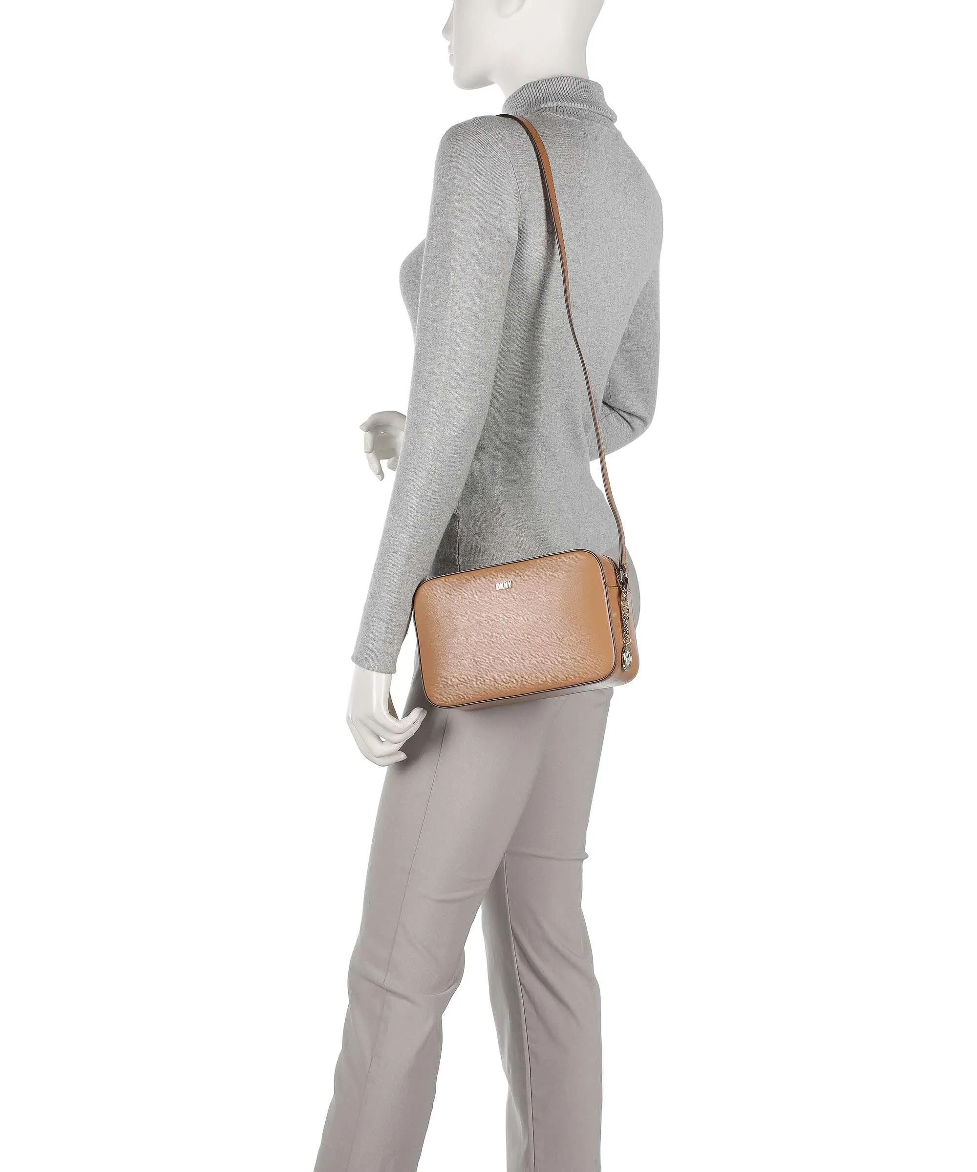  DKNY Bryant Borsa a tracolla pelle di vacchetta grana marrone chiaro  