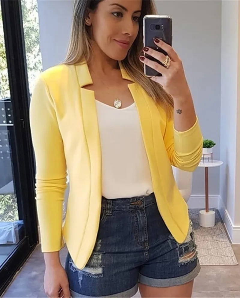 Donne Sottili Giacche Nere Vestito 2022 Primavera Femminile Blazer Giubbotti Manica Lunga Ol Casual Delle Donne Sottili Cappotti