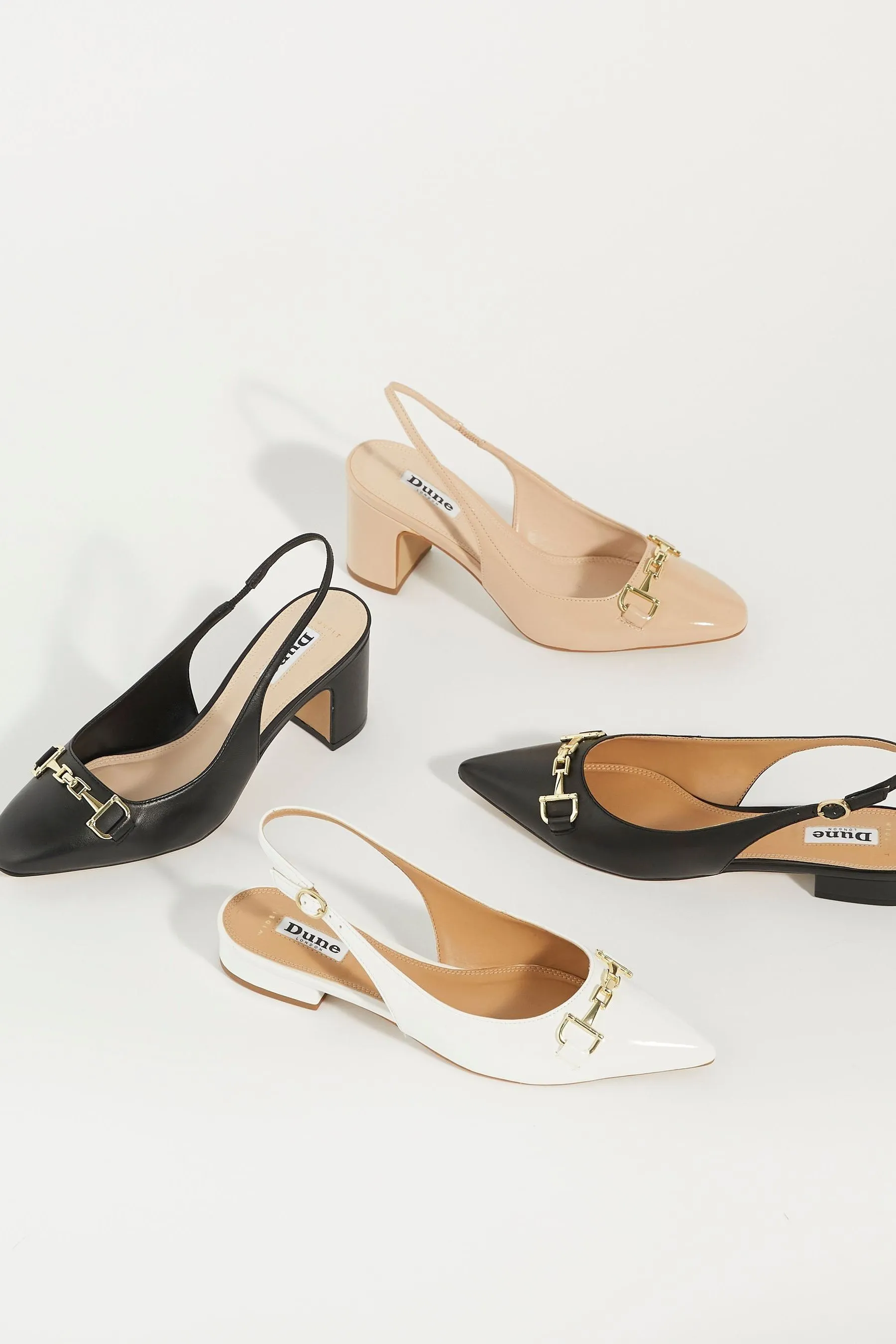 Dune London Vestibilità ampia - Scarpe con tacco largo e cinturino posteriore e morsetto