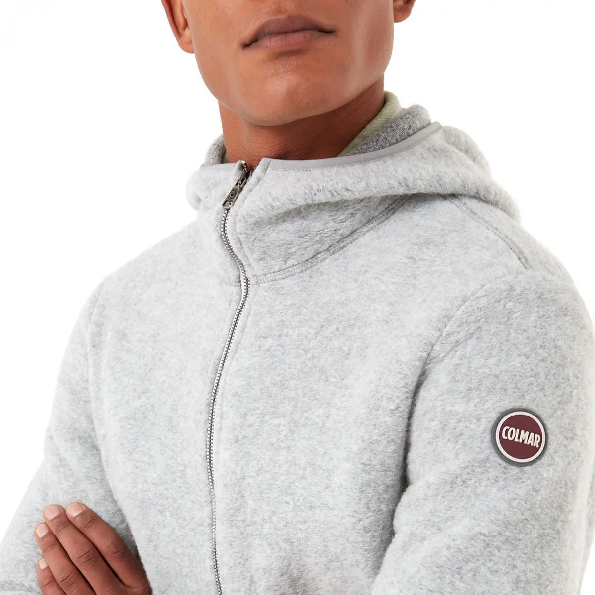 Felpa Calda Con Cappuccio In Maglia Di Lana