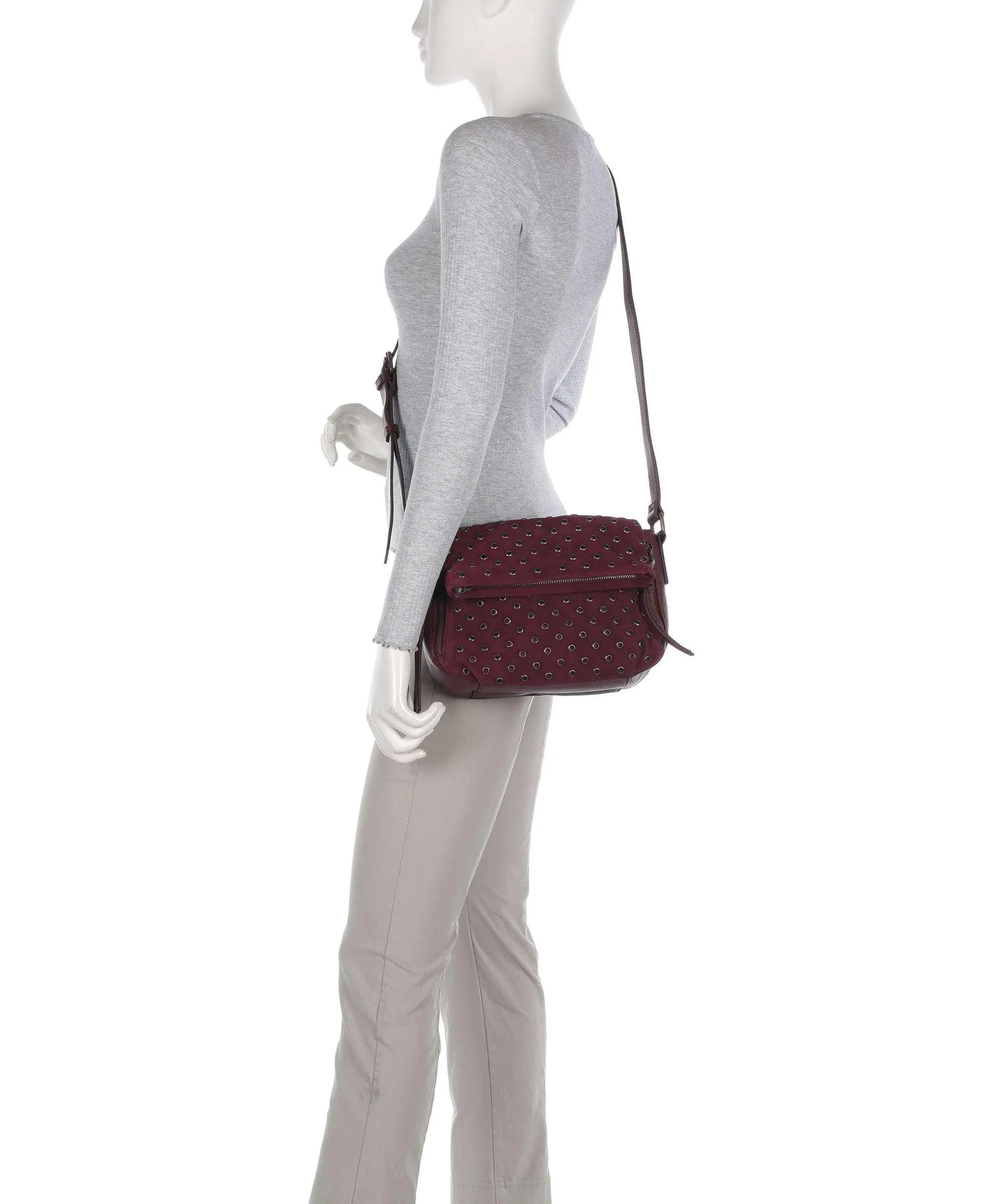 FredsBruder Hey You Rock Borsa a tracolla pelle ruvida, pelle granulata vino  