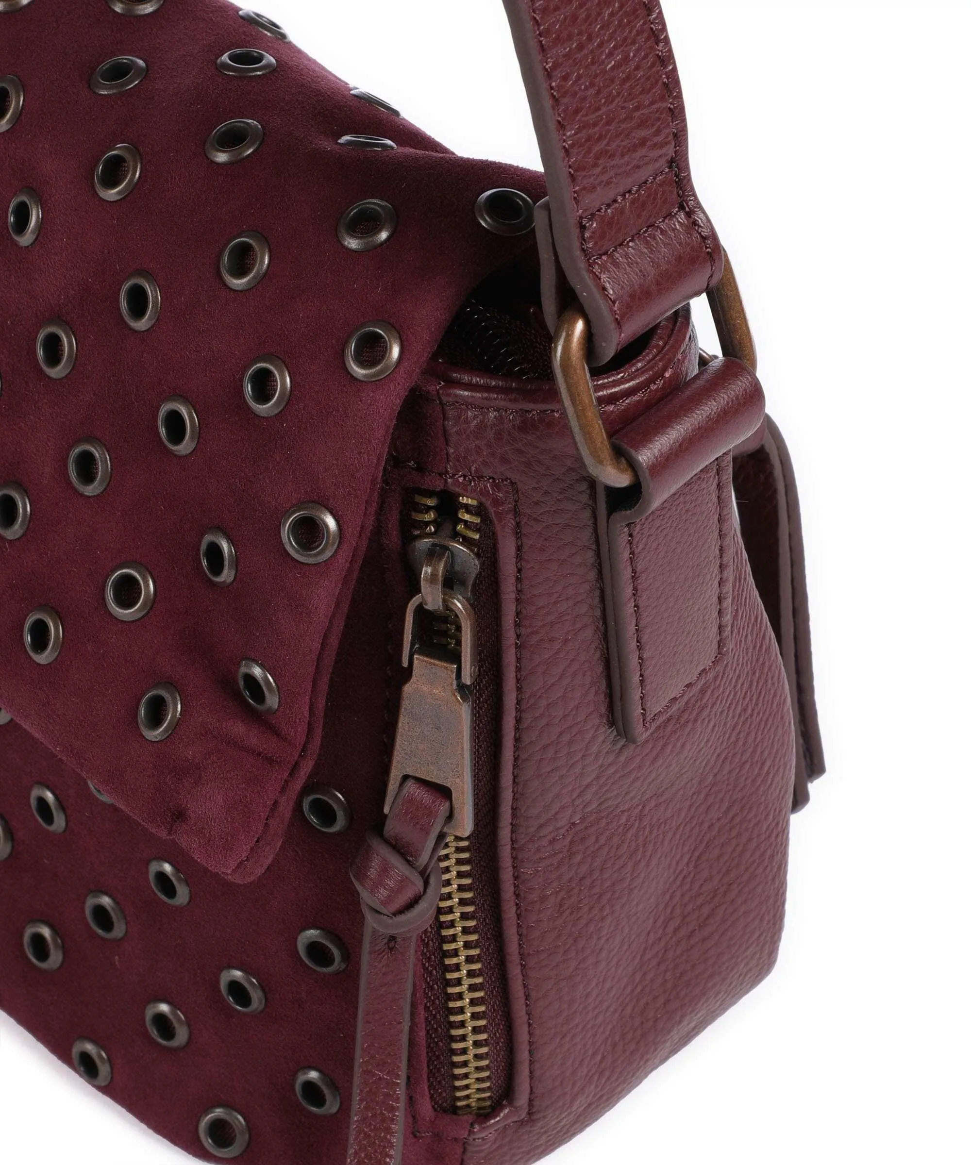  FredsBruder Hey You Rock Borsa a tracolla pelle ruvida, pelle granulata vino  