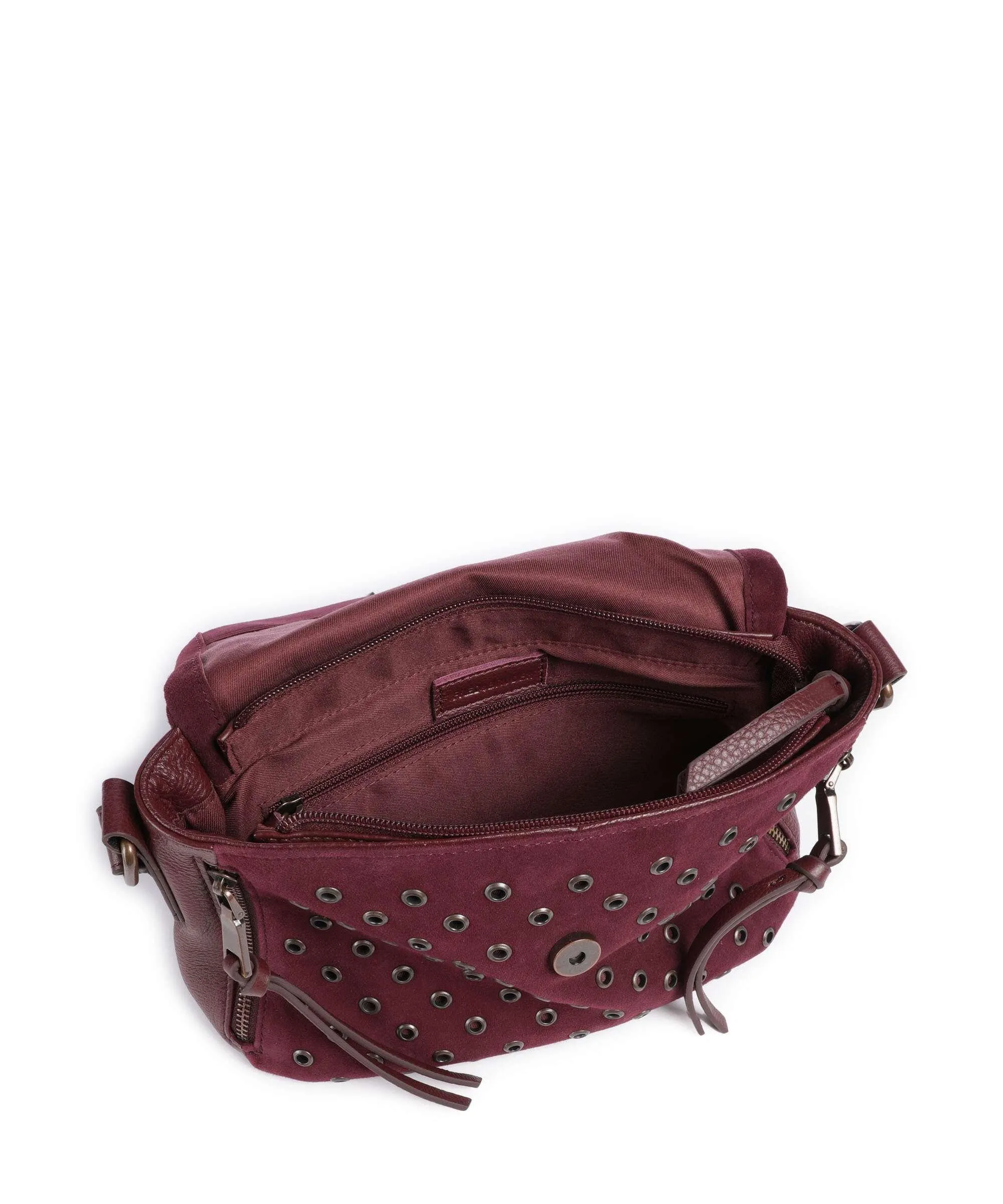  FredsBruder Hey You Rock Borsa a tracolla pelle ruvida, pelle granulata vino  