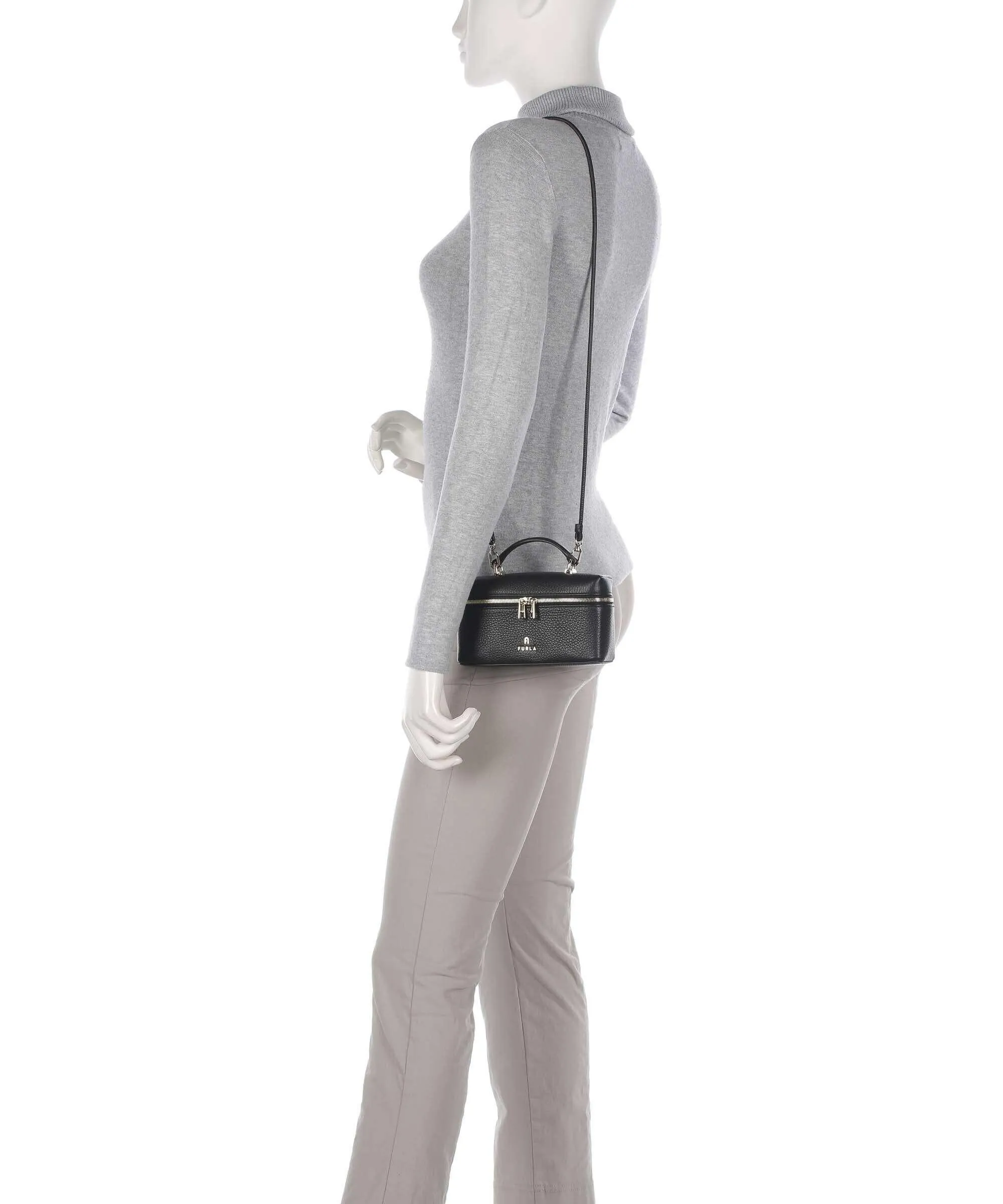  Furla Camelia Micro Borsa a tracolla pelle granulata nero  