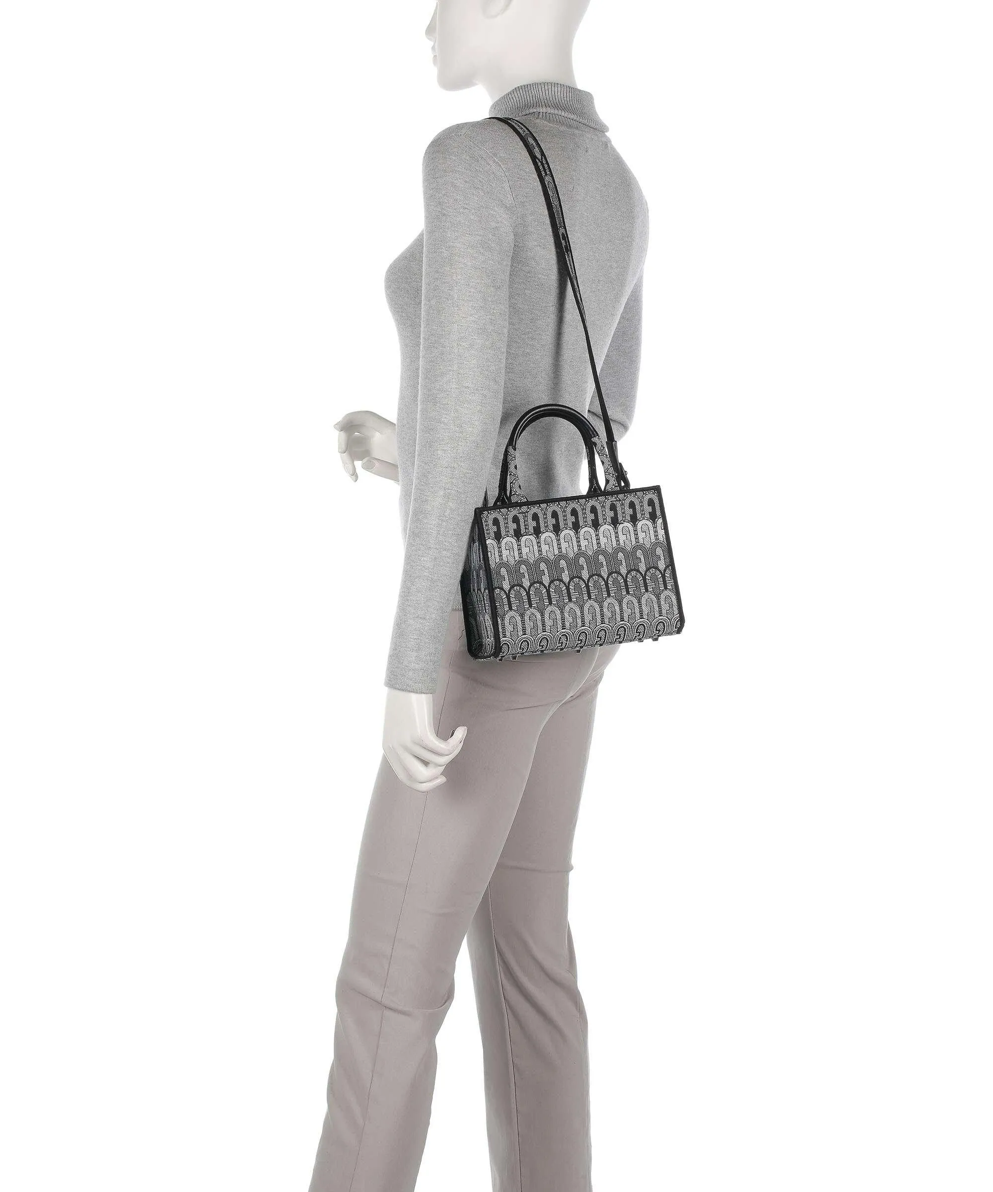  Furla Opportunity Mini Borsa a mano tissu grigio/nero  
