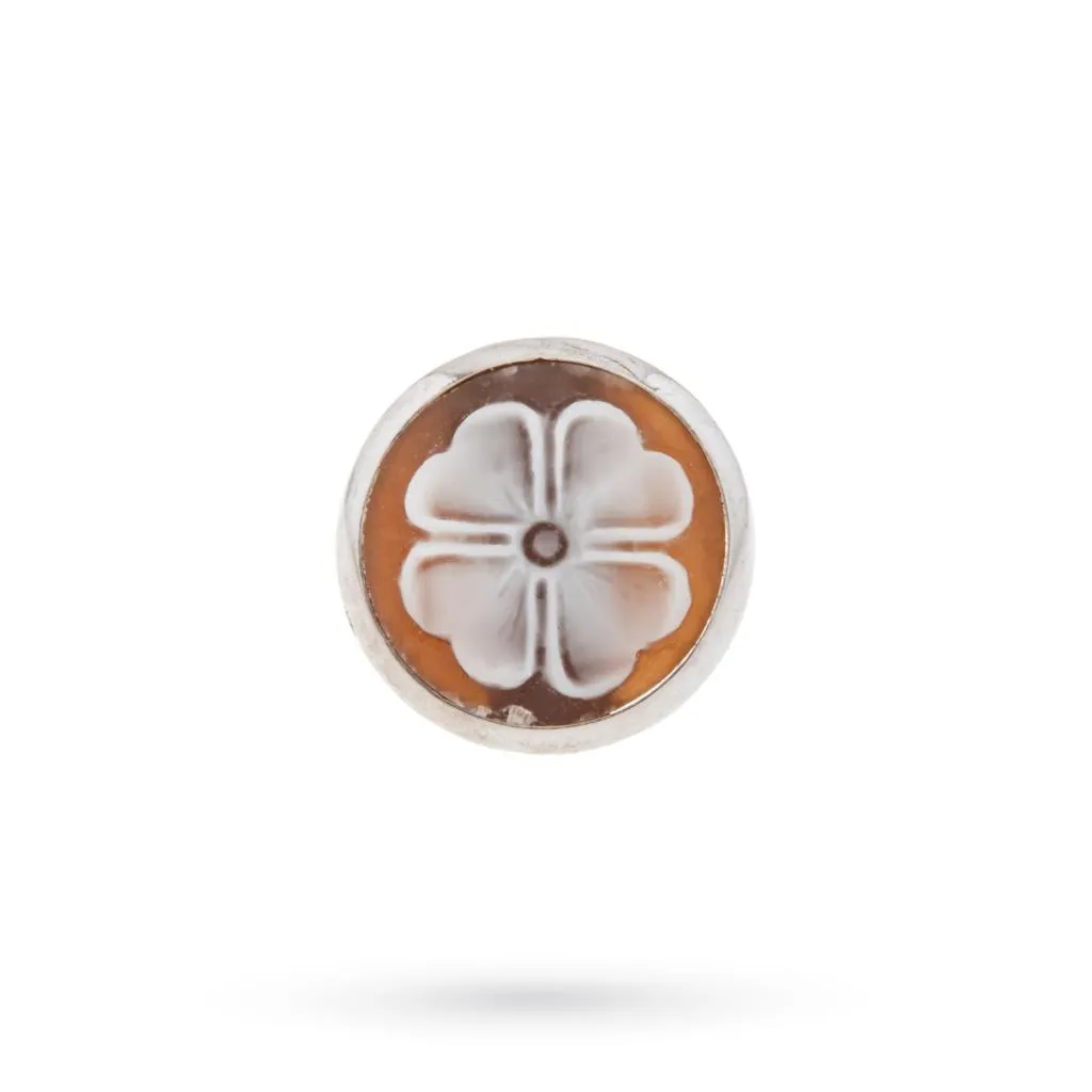 Gemelli per camicia argento cameo quadrifoglio
