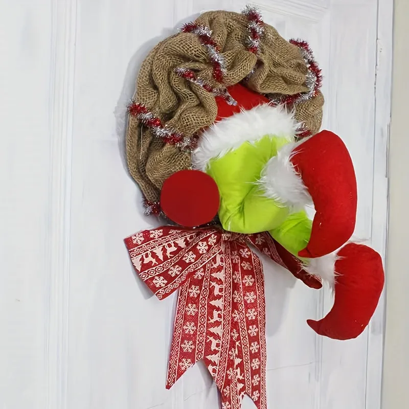 Ghirlanda di Natale da ladro Decorazione per la porta d'ingresso Decorazione per riunioni di famiglia Parete per finestra Ghirla