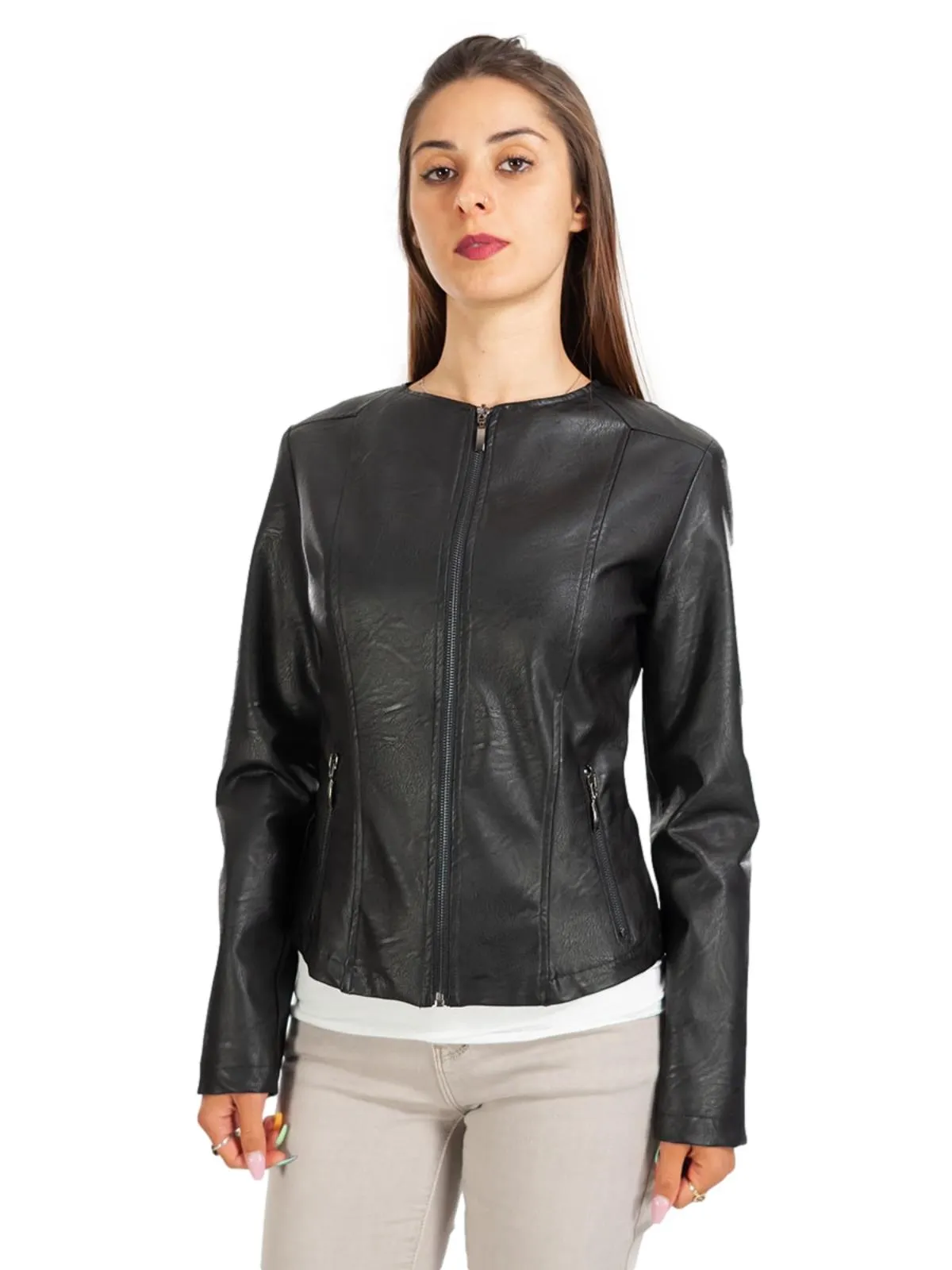 giubbotto ecopelle donna