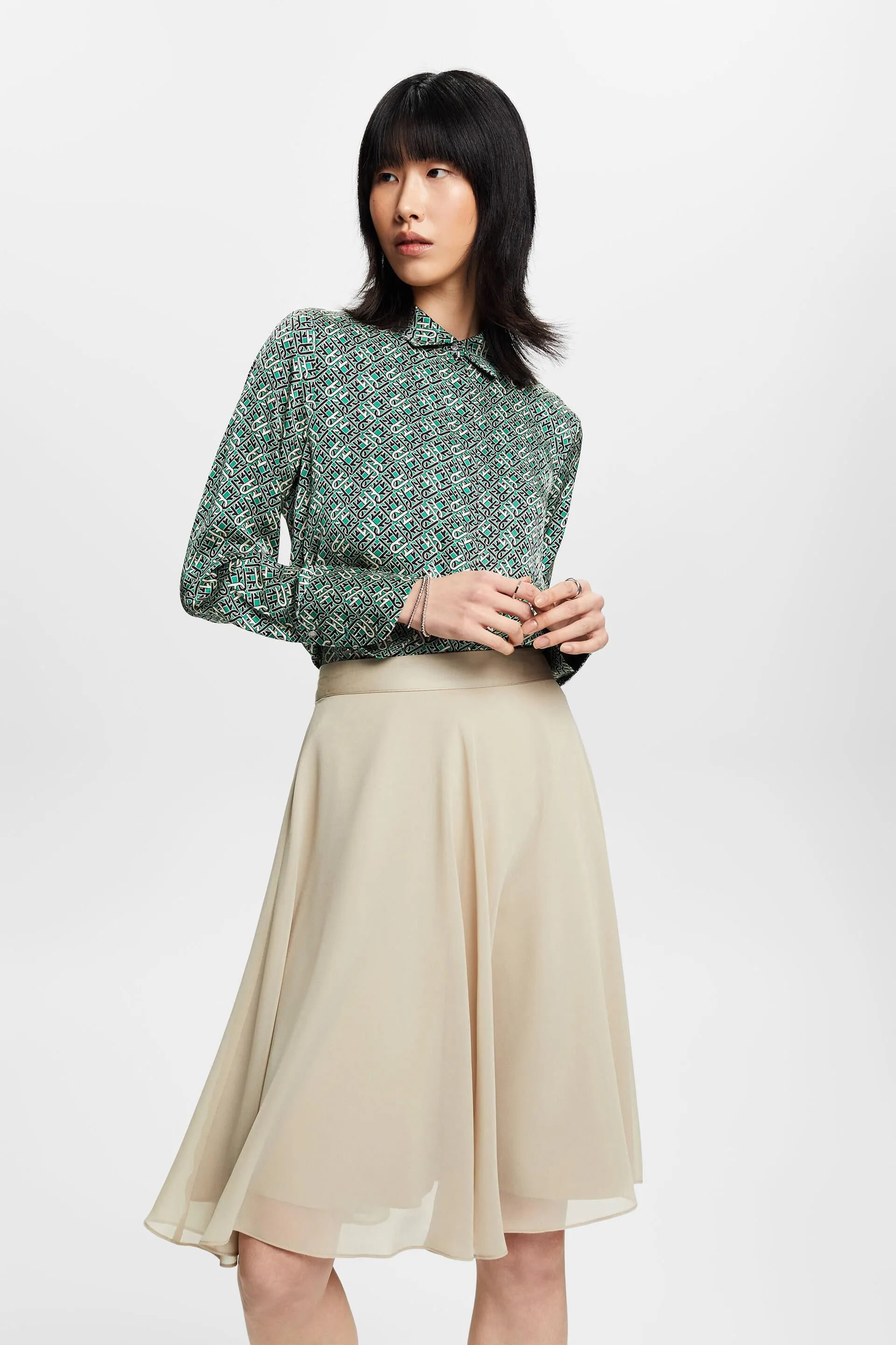 Gonna in chiffon lunga fino al ginocchio