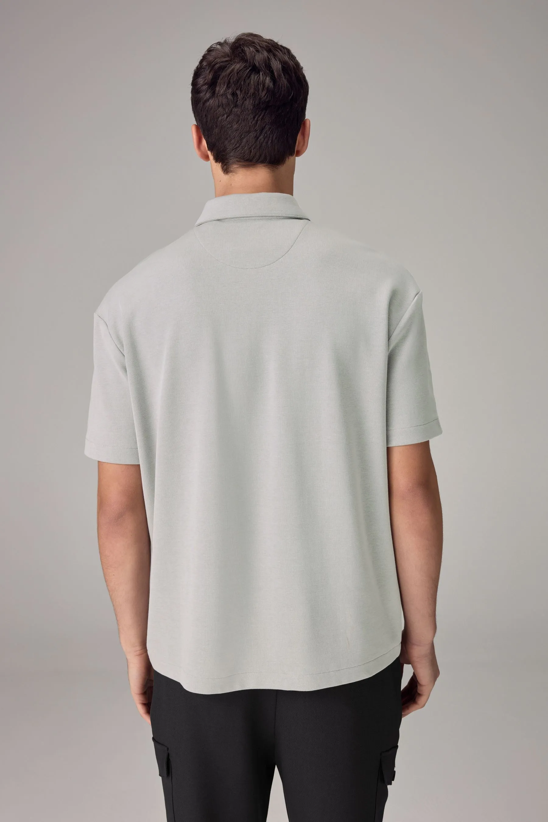 Grigio  - Polo pesante con Con zip