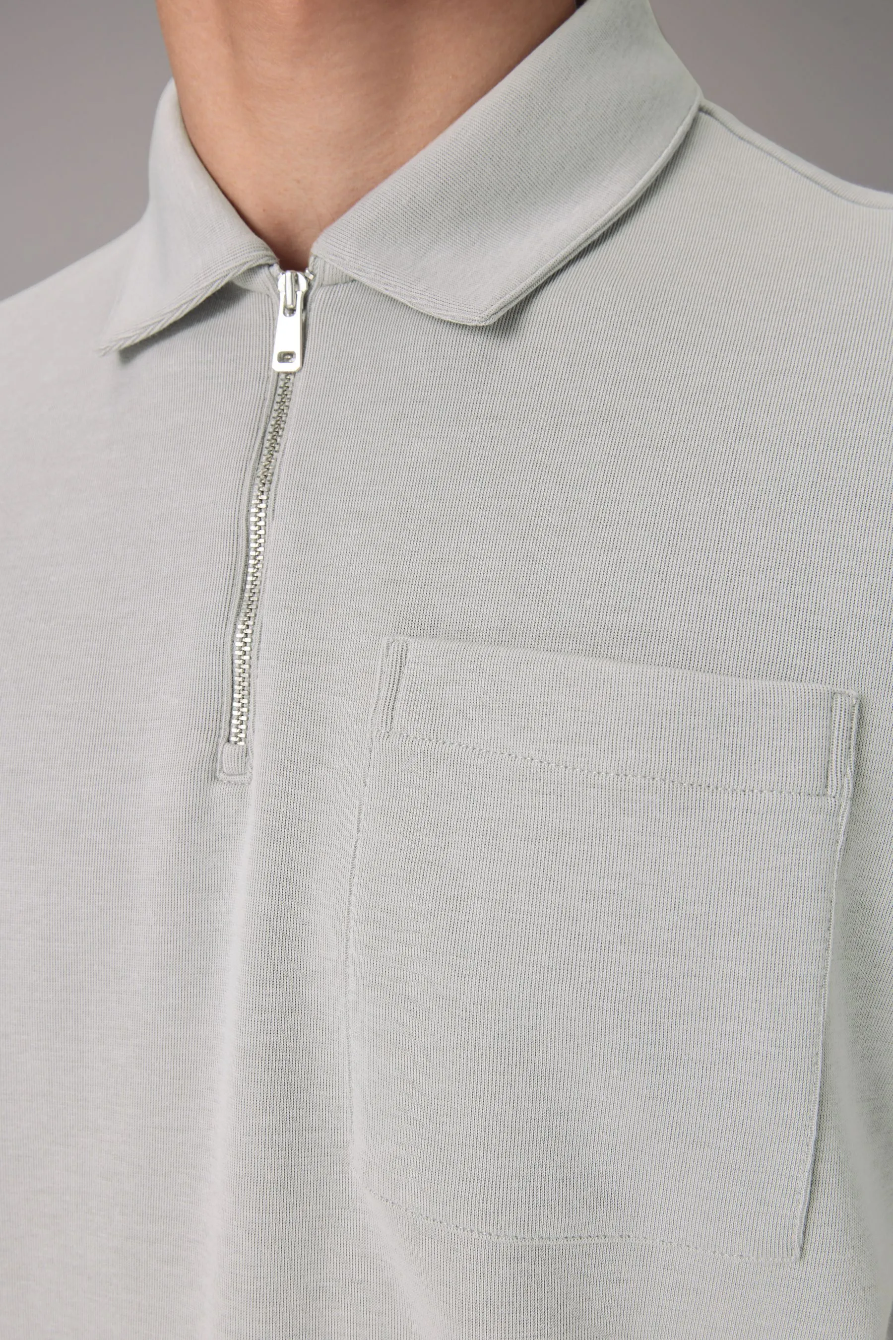 Grigio  - Polo pesante con Con zip