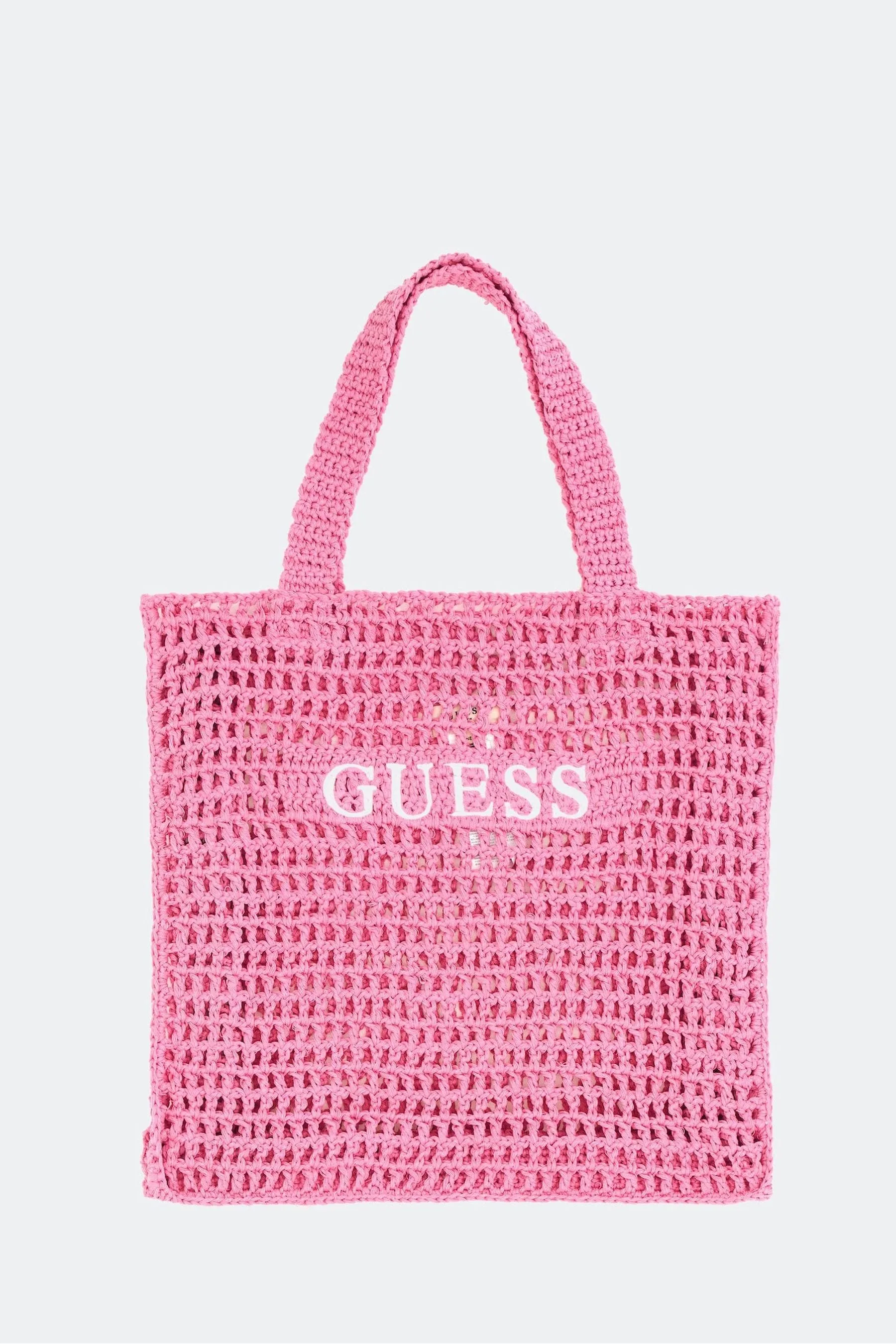 GUESS - Rosa in gomma - Borsa shopping all'uncinetto