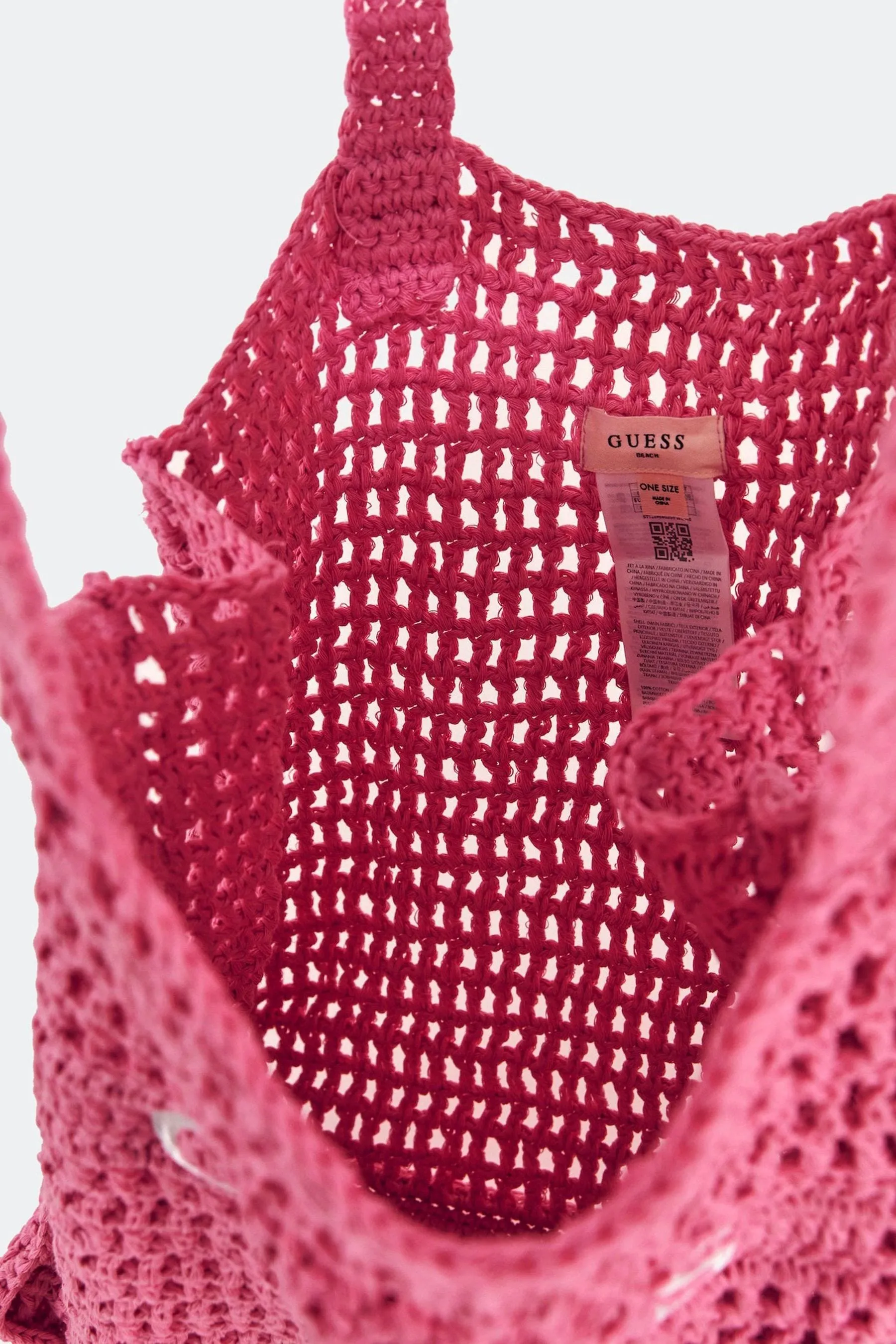 GUESS - Rosa in gomma - Borsa shopping all'uncinetto