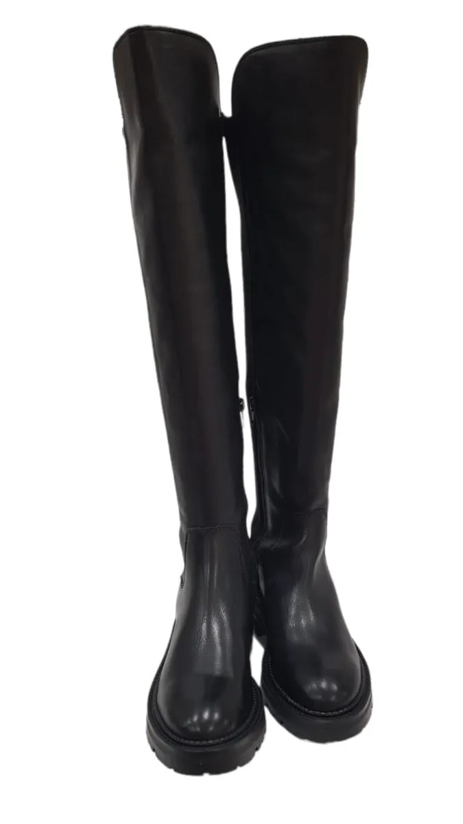 Guess stivale alto sopra il ginocchio tacco alto 4 cm. pelle e tessuto elasticizzato Blak Black rif.G670