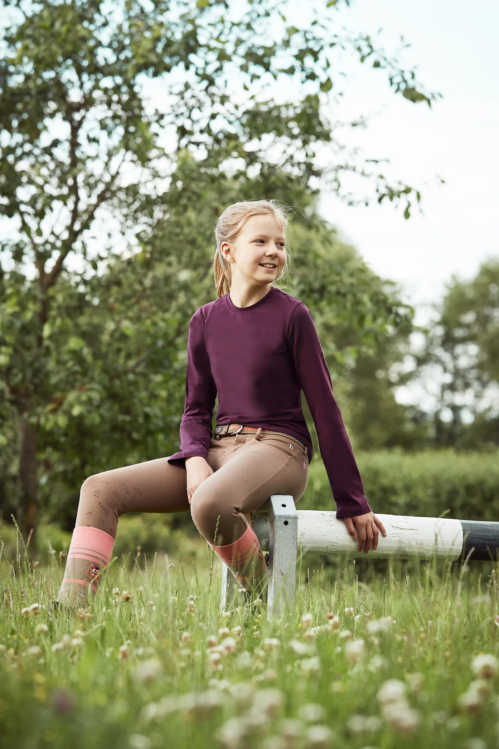 Horze Monster Pantaloni da equitazione con grip al ginocchio per bambini