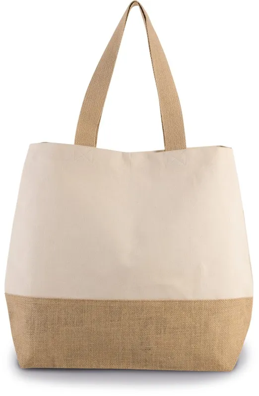 KI0235 Borsa shopping in tela di juta e cotone