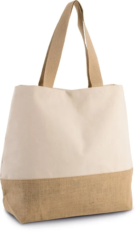 KI0235 Borsa shopping in tela di juta e cotone