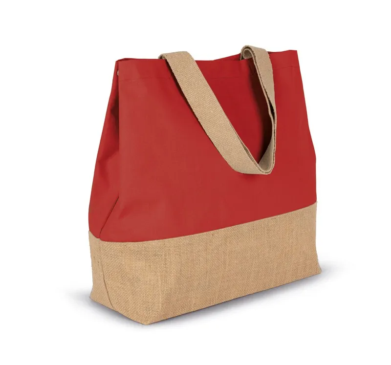 KI0235 Borsa shopping in tela di juta e cotone