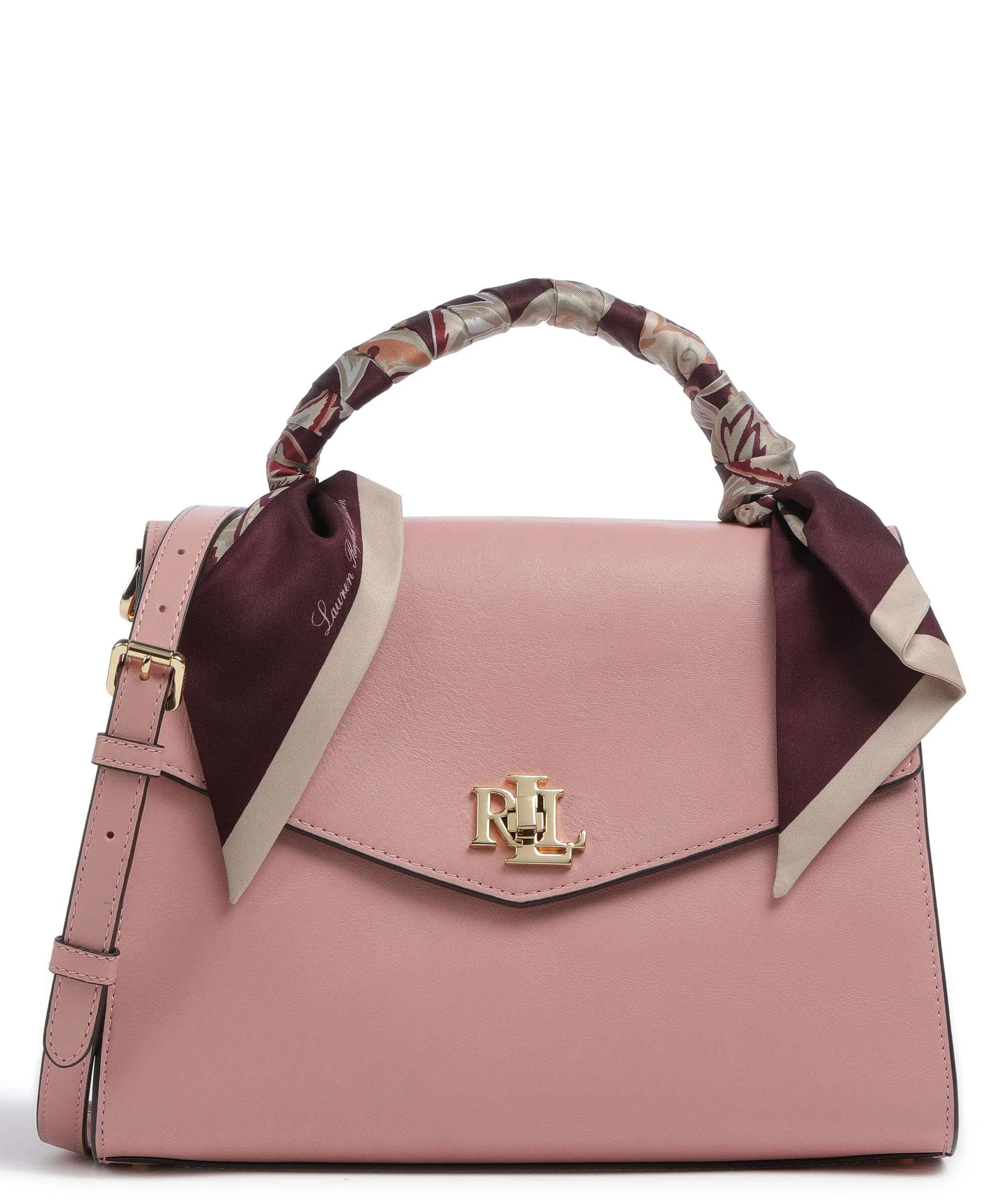  Lauren Ralph Lauren Farrah 27 Borsa a mano pelle di vacchetta finemente grana rosa  