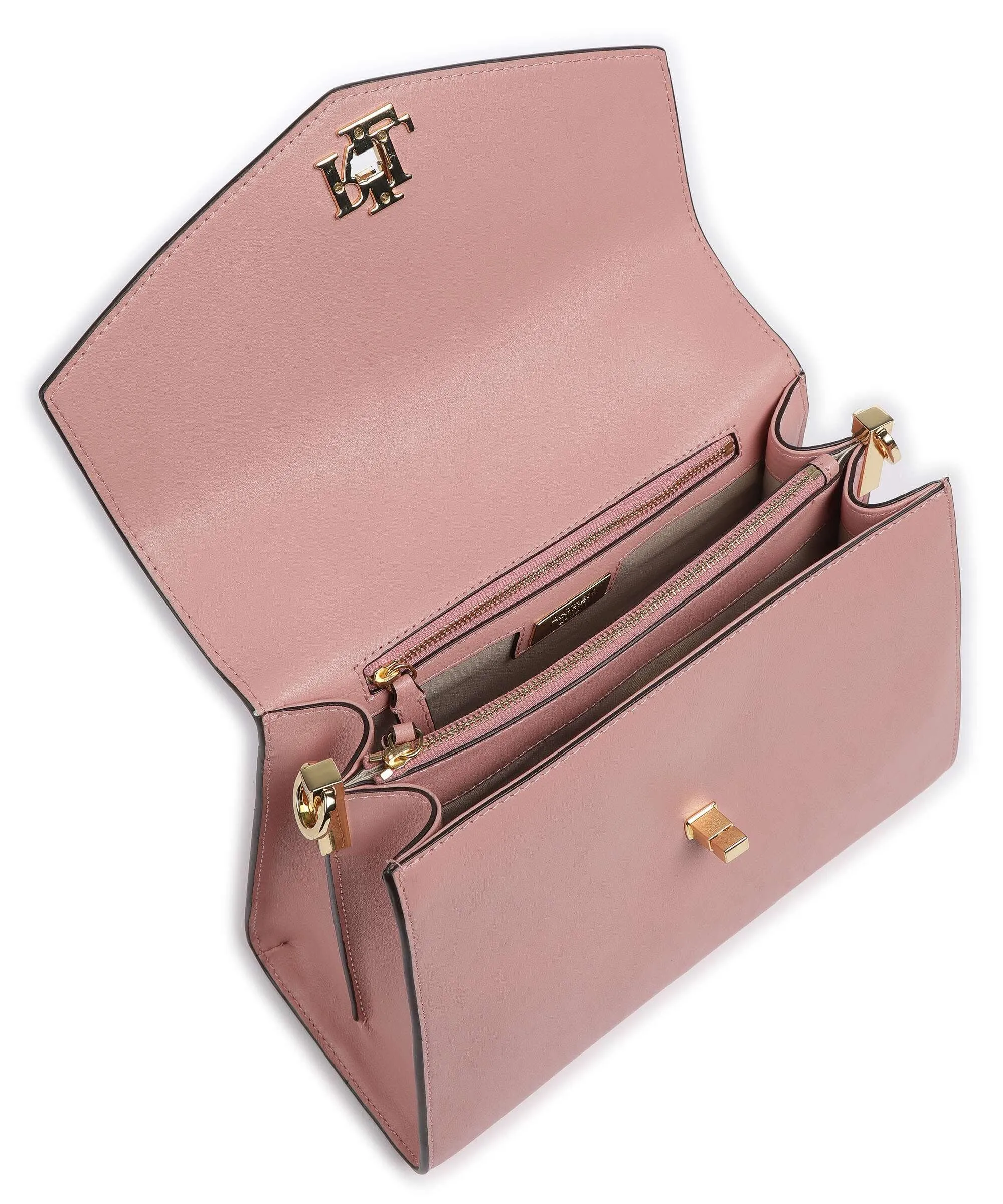  Lauren Ralph Lauren Farrah 27 Borsa a mano pelle di vacchetta finemente grana rosa  