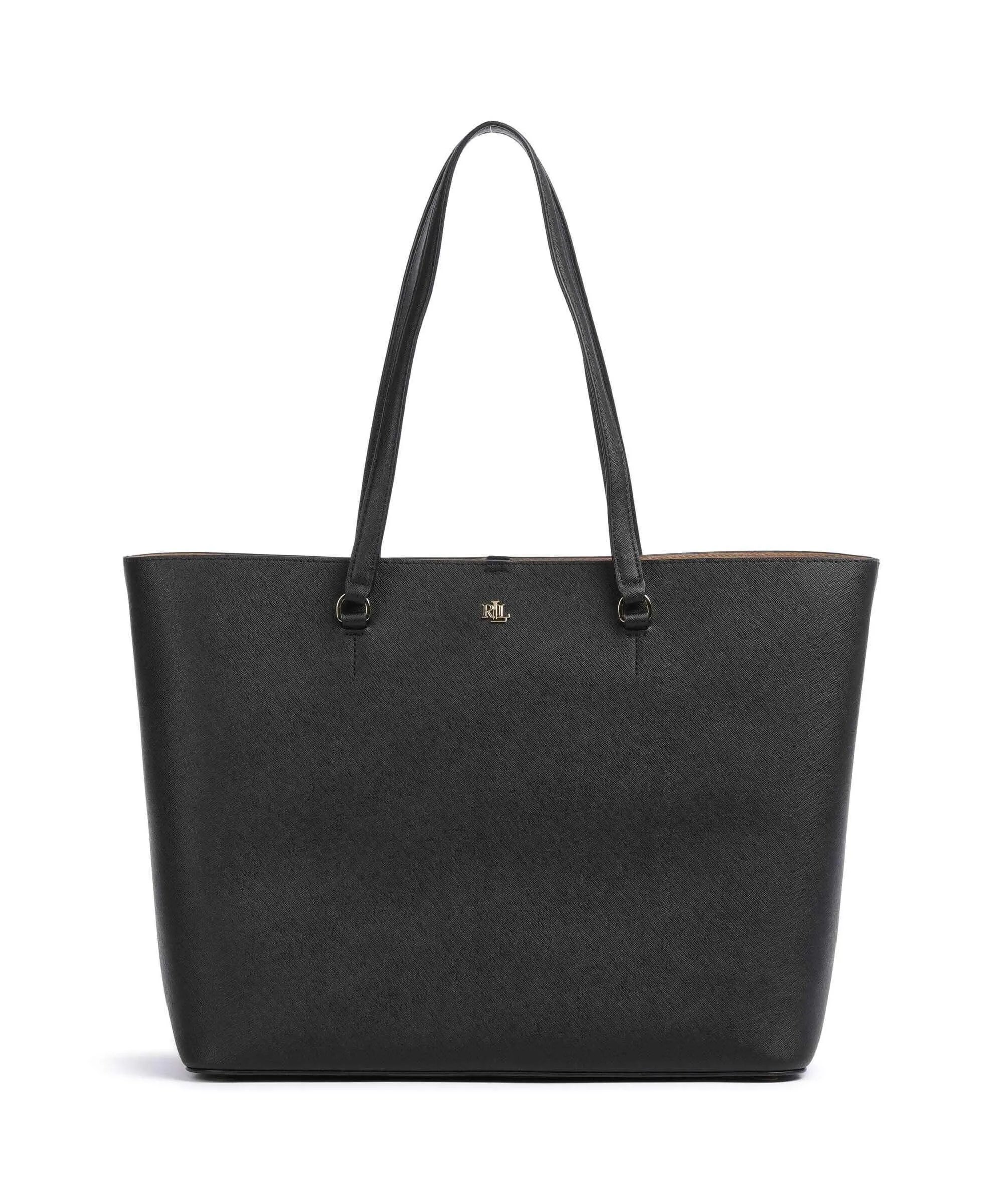  Lauren Ralph Lauren Karly Large Borsa shopper pelle di vacchetta finemente grana nero  