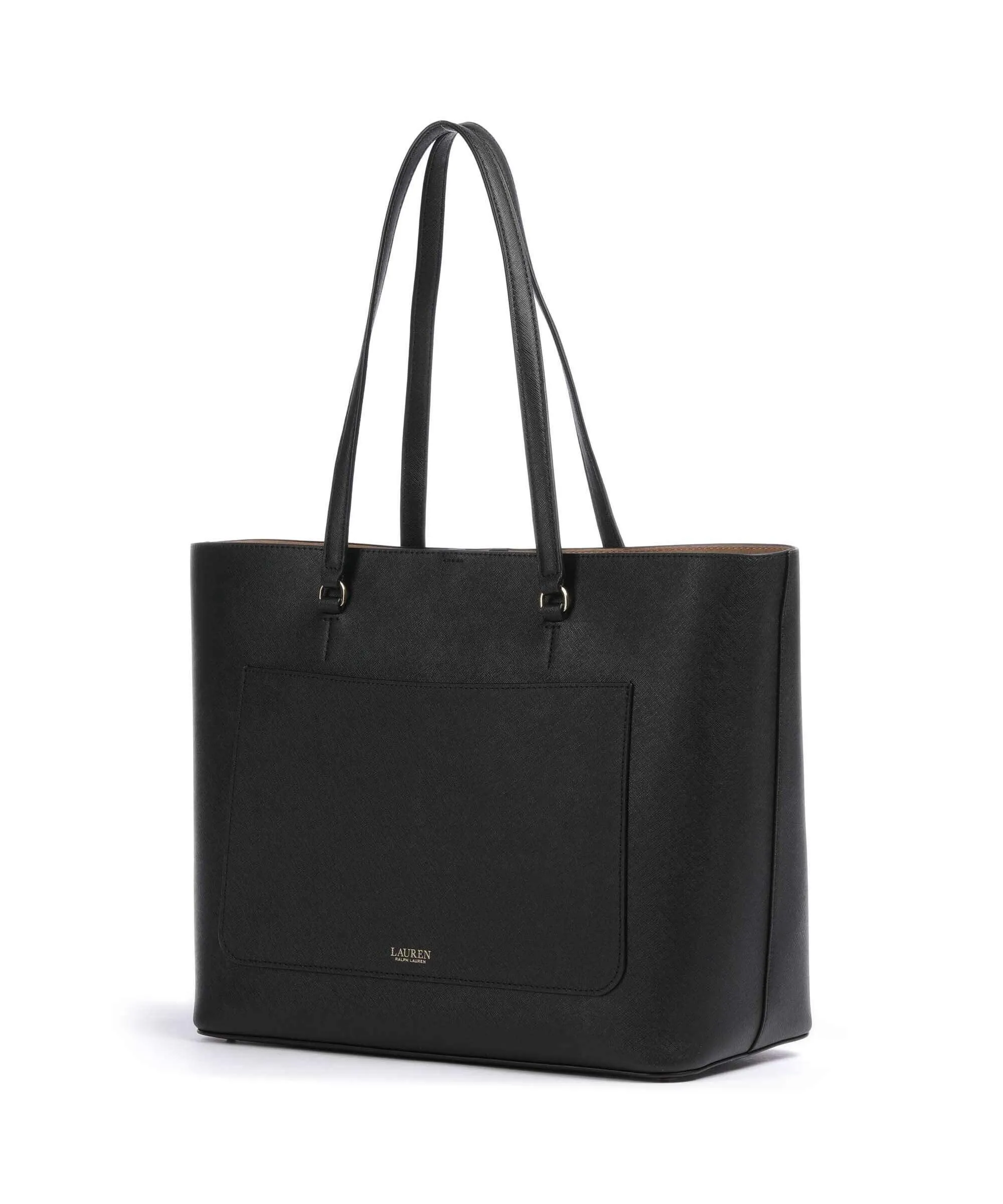  Lauren Ralph Lauren Karly Large Borsa shopper pelle di vacchetta finemente grana nero  