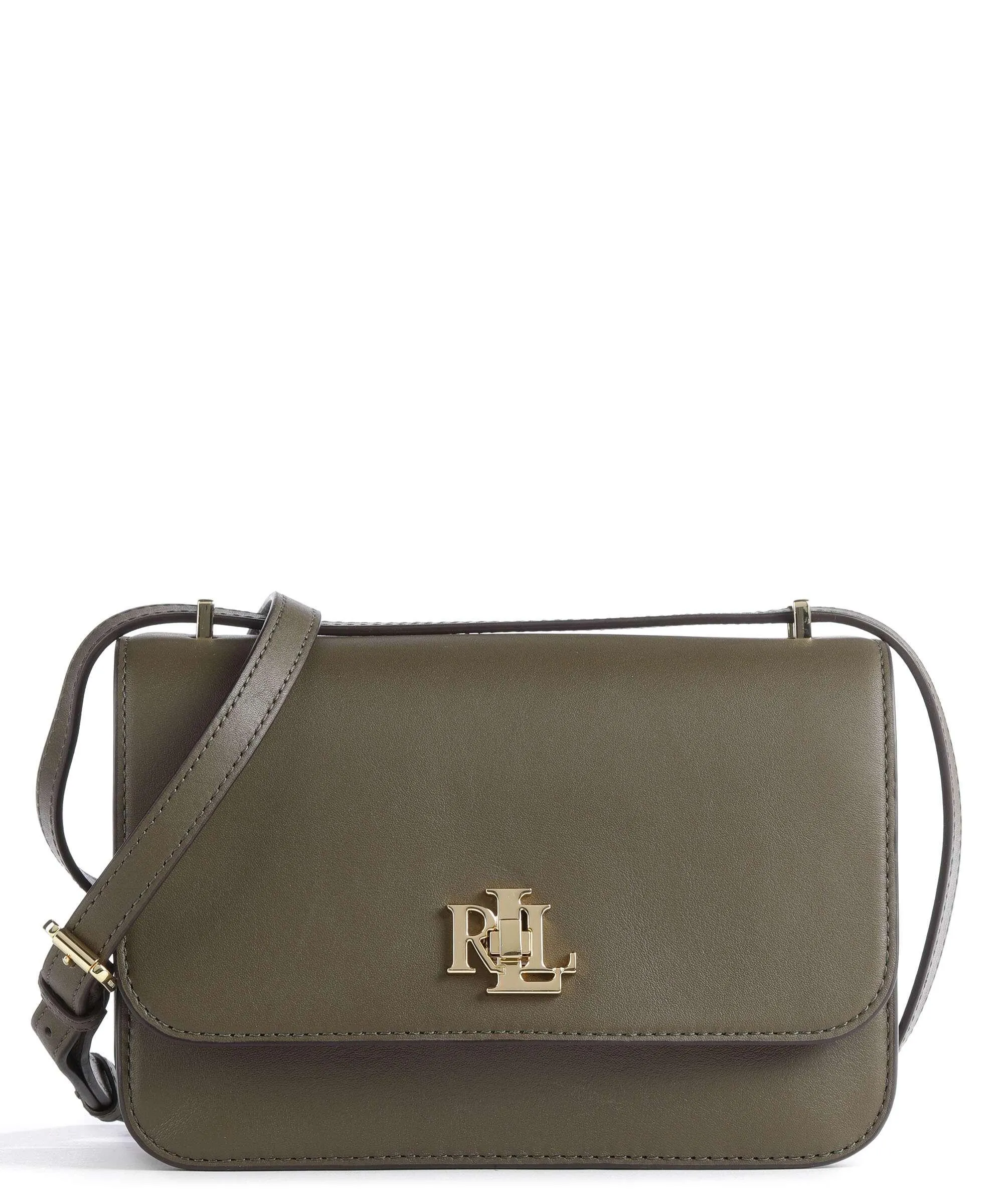  Lauren Ralph Lauren Sophee 22 Borsa a spalla pelle di vacchetta finemente grana verde-oliva  